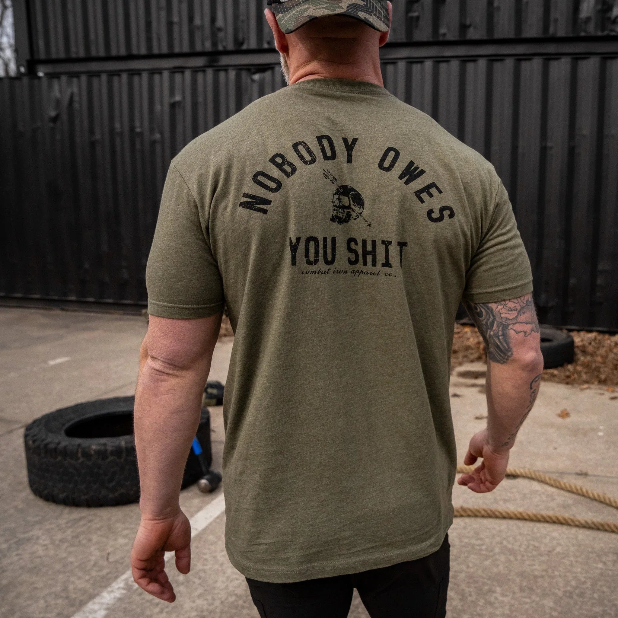 Nobody Owes You Shit Skull Men's T-Shirt - Combat Iron Apparel Co.