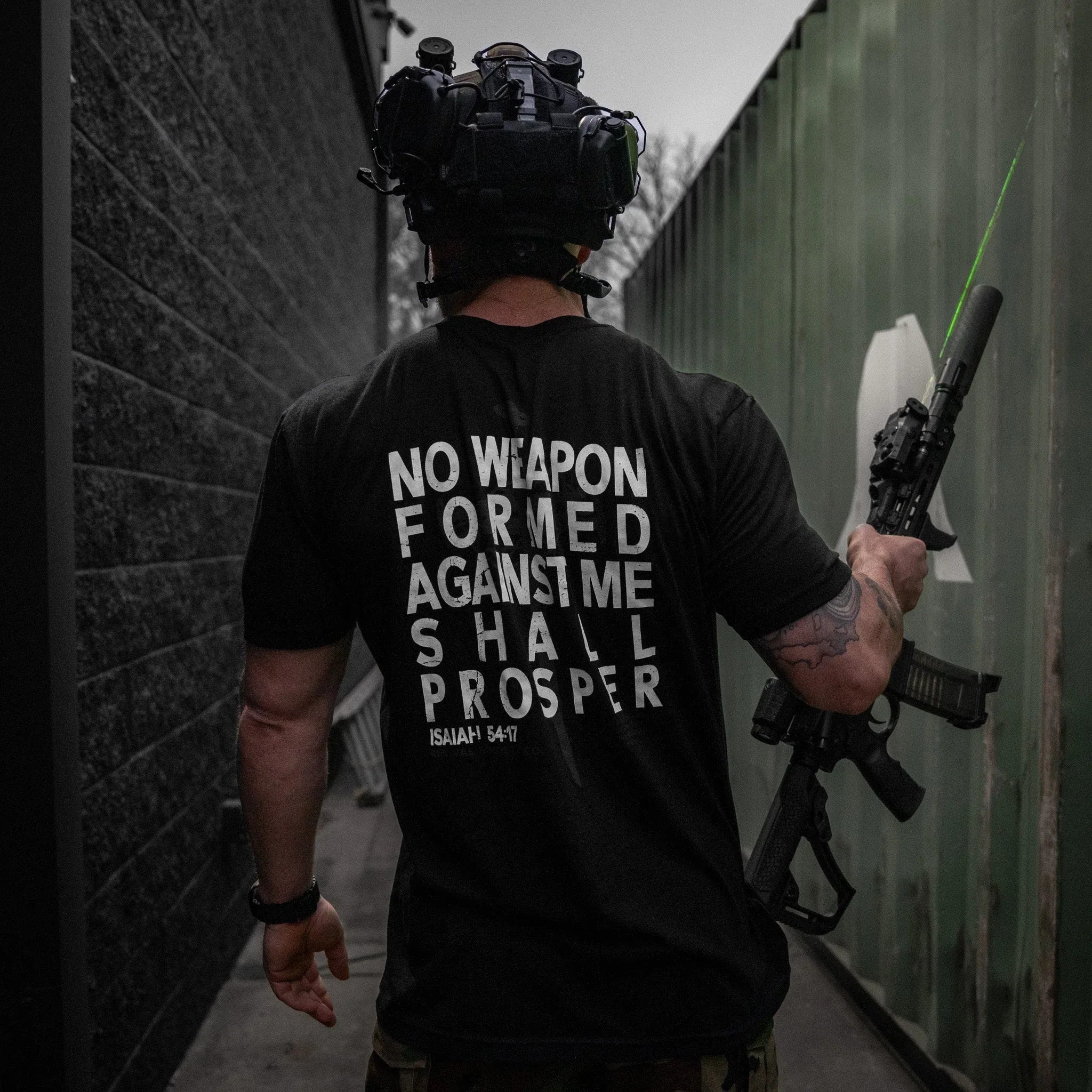 Isiah 54:17 Men's T-Shirt - Combat Iron Apparel Co.