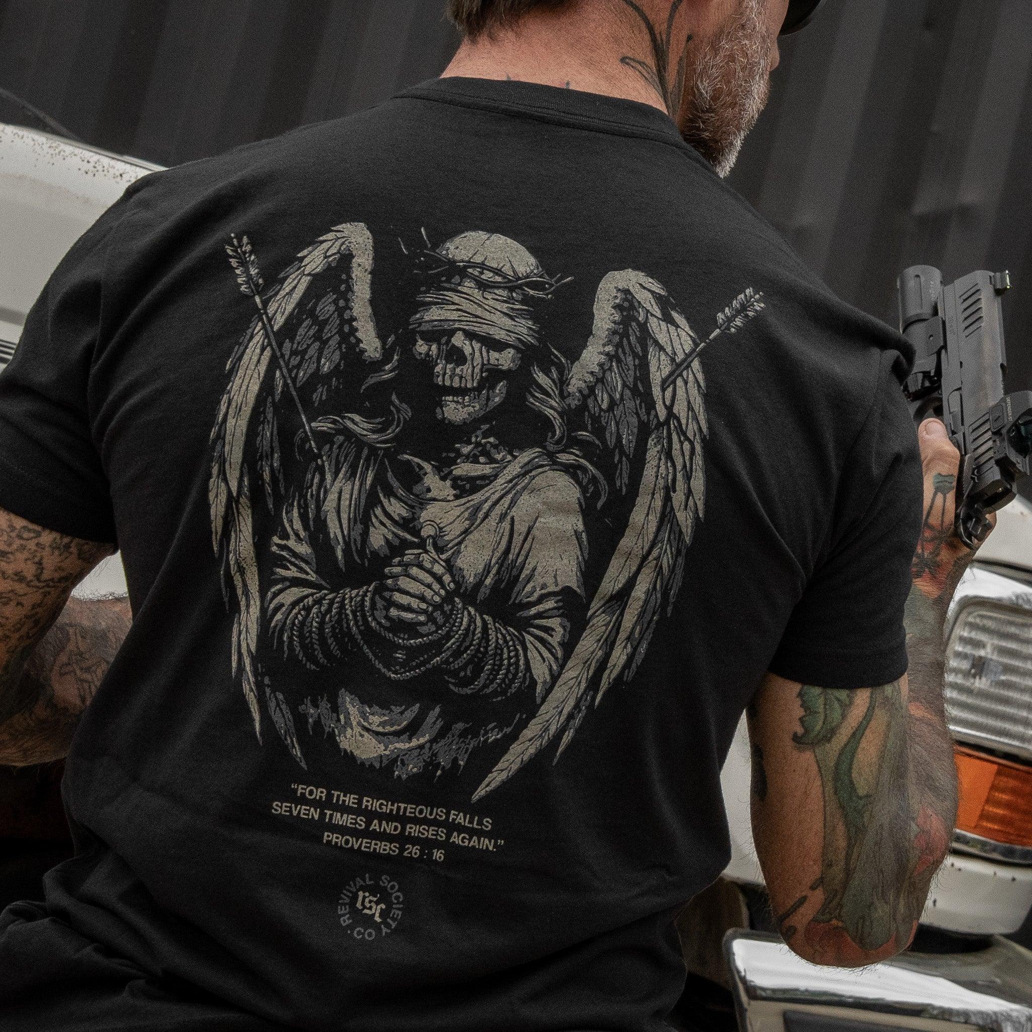 Righteous Falls Seven Times Men's T-Shirt - Combat Iron Apparel Co.