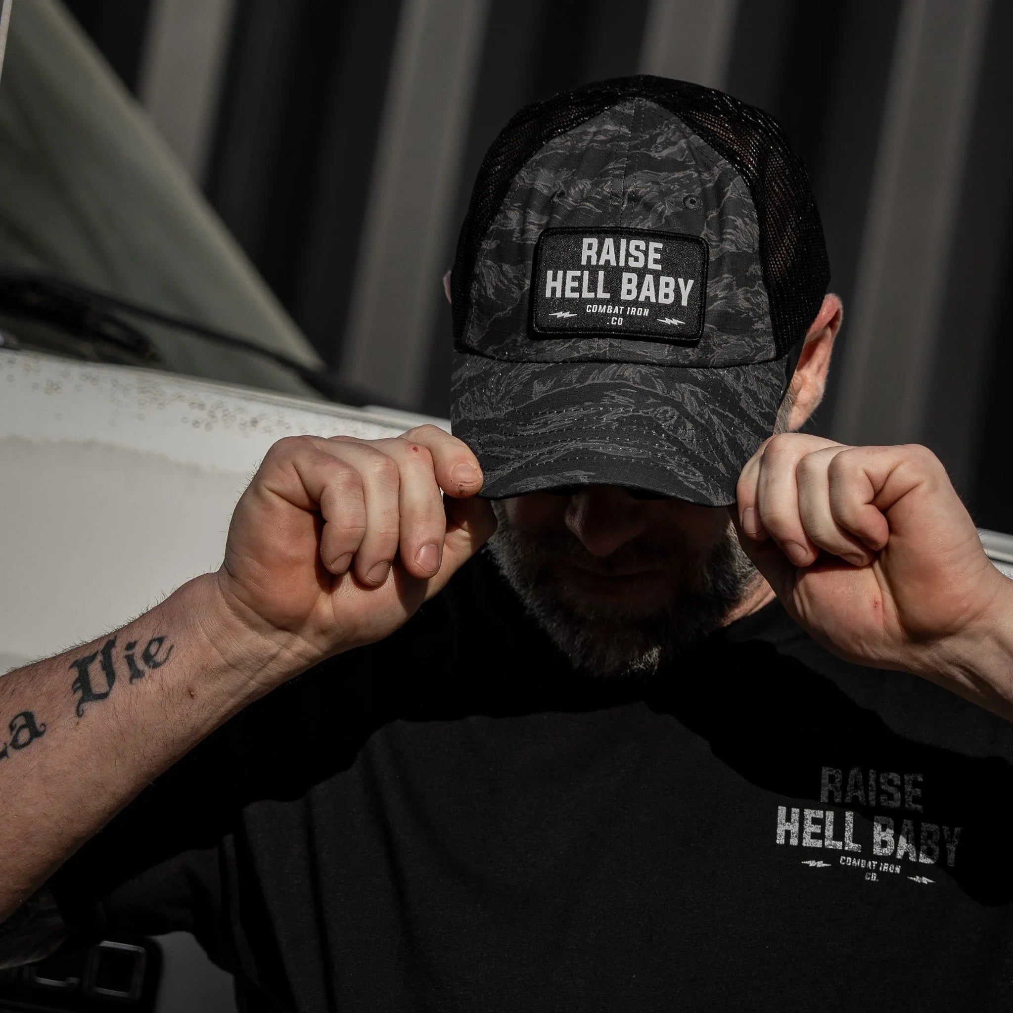 Raise Hell Baby Patch Tactical Ripstop Mesh Snapback Hat - Combat Iron Apparel Co.