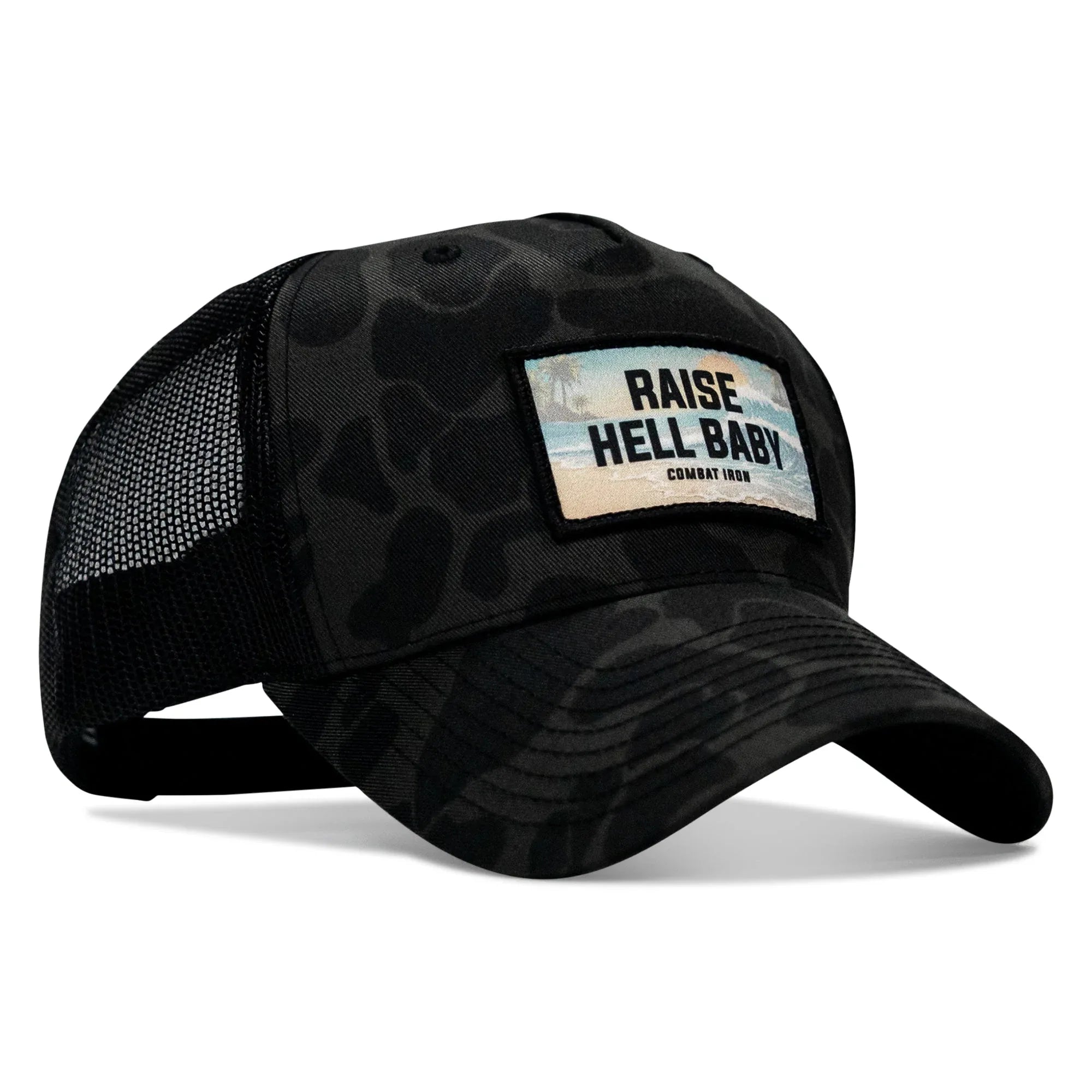Raise Hell Baby Sunset Patch Snapback Hat - Combat Iron Apparel Co.