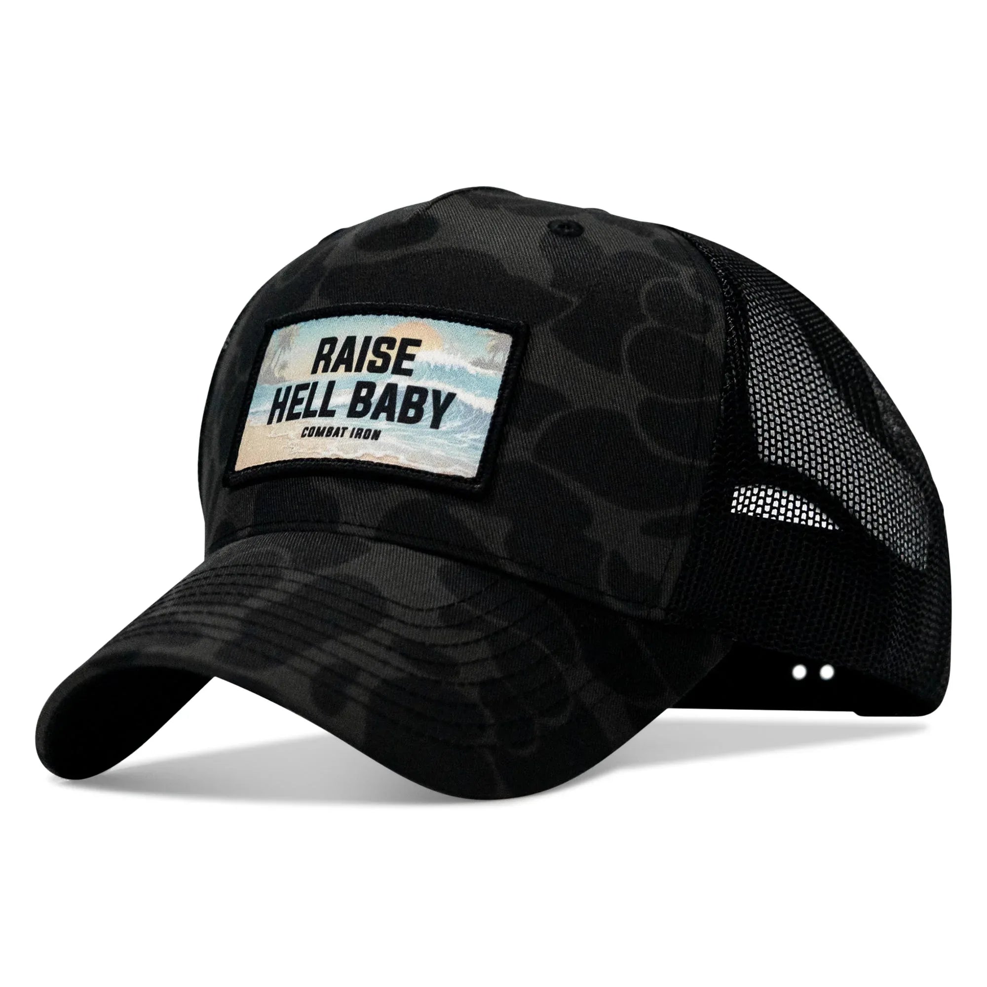 Raise Hell Baby Sunset Patch Snapback Hat - Combat Iron Apparel Co.