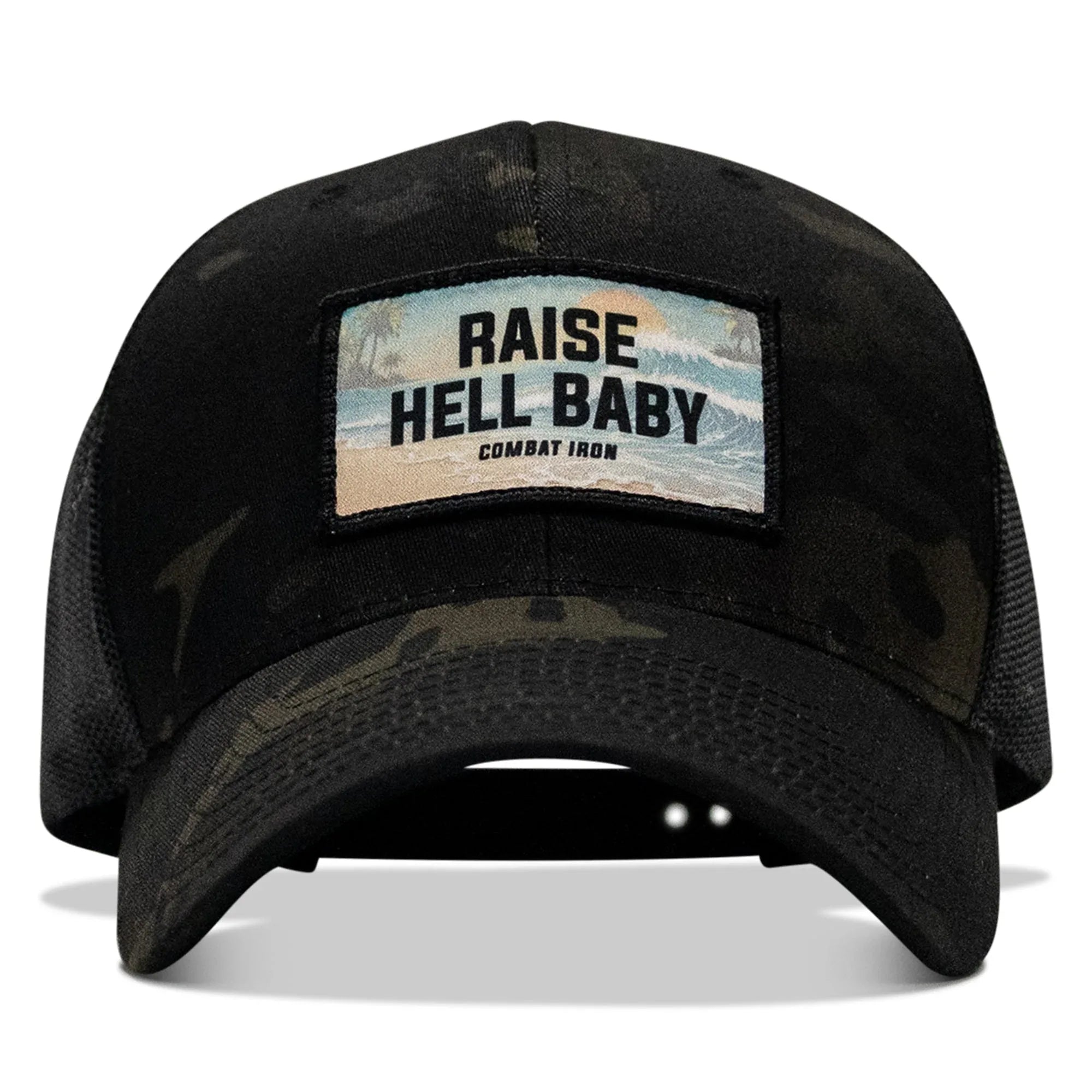 Raise Hell Baby Sunset Patch Snapback Hat - Combat Iron Apparel Co.