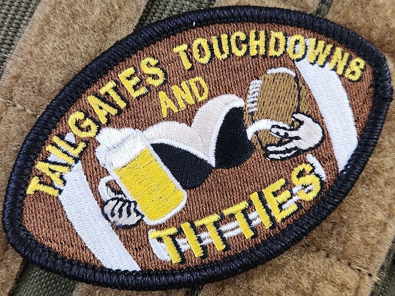 Tactical Gear Junkie Patches September 2023 - Tailgates, Touchdowns & Titties - 4 inch Patch