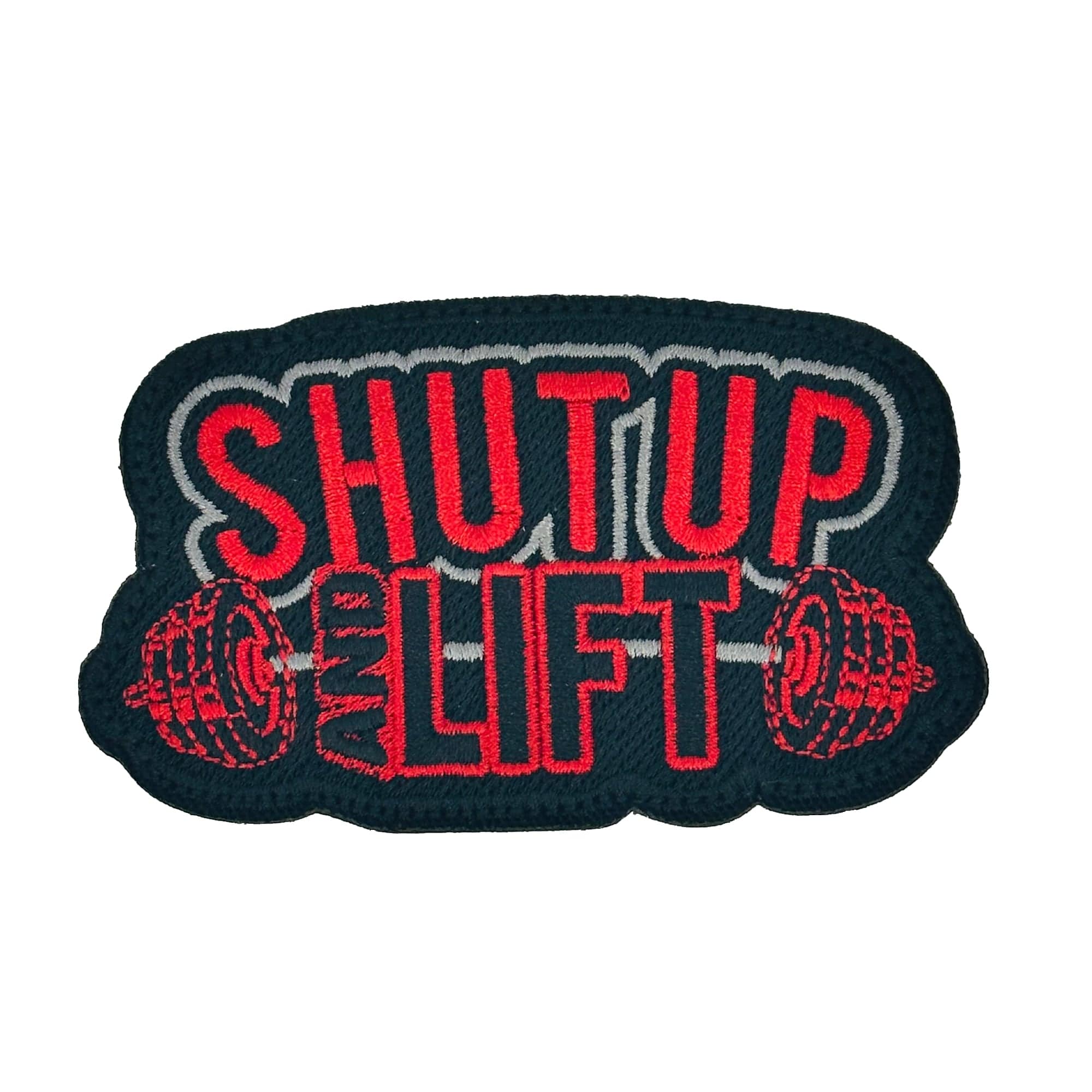 Tactical Gear Junkie Patches Black w/Red Shut Up and Lift - 3.25" Laser Cut Patch