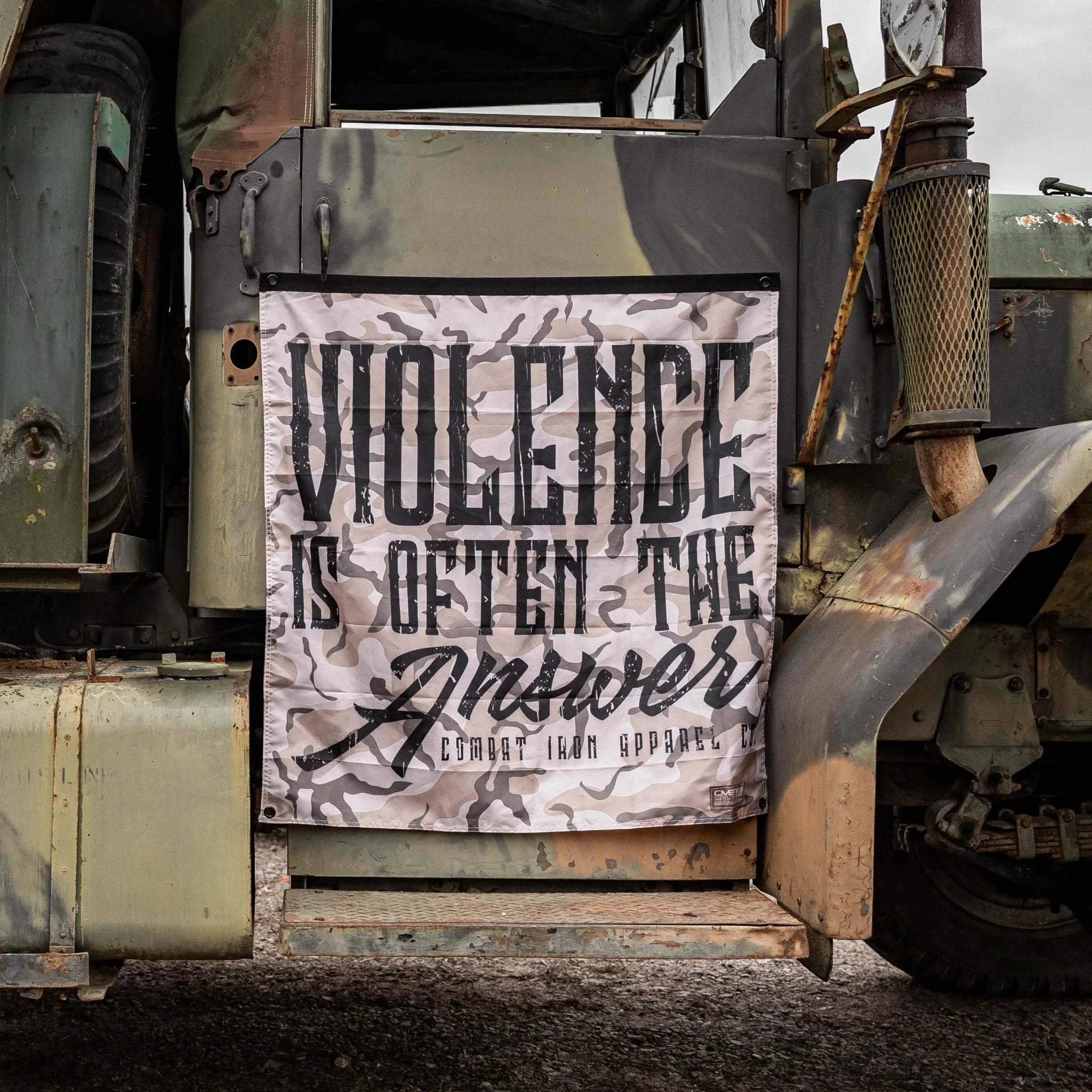 Violence Is Often The Answer 3'x3' Camo Flag - Combat Iron Apparel Co.
