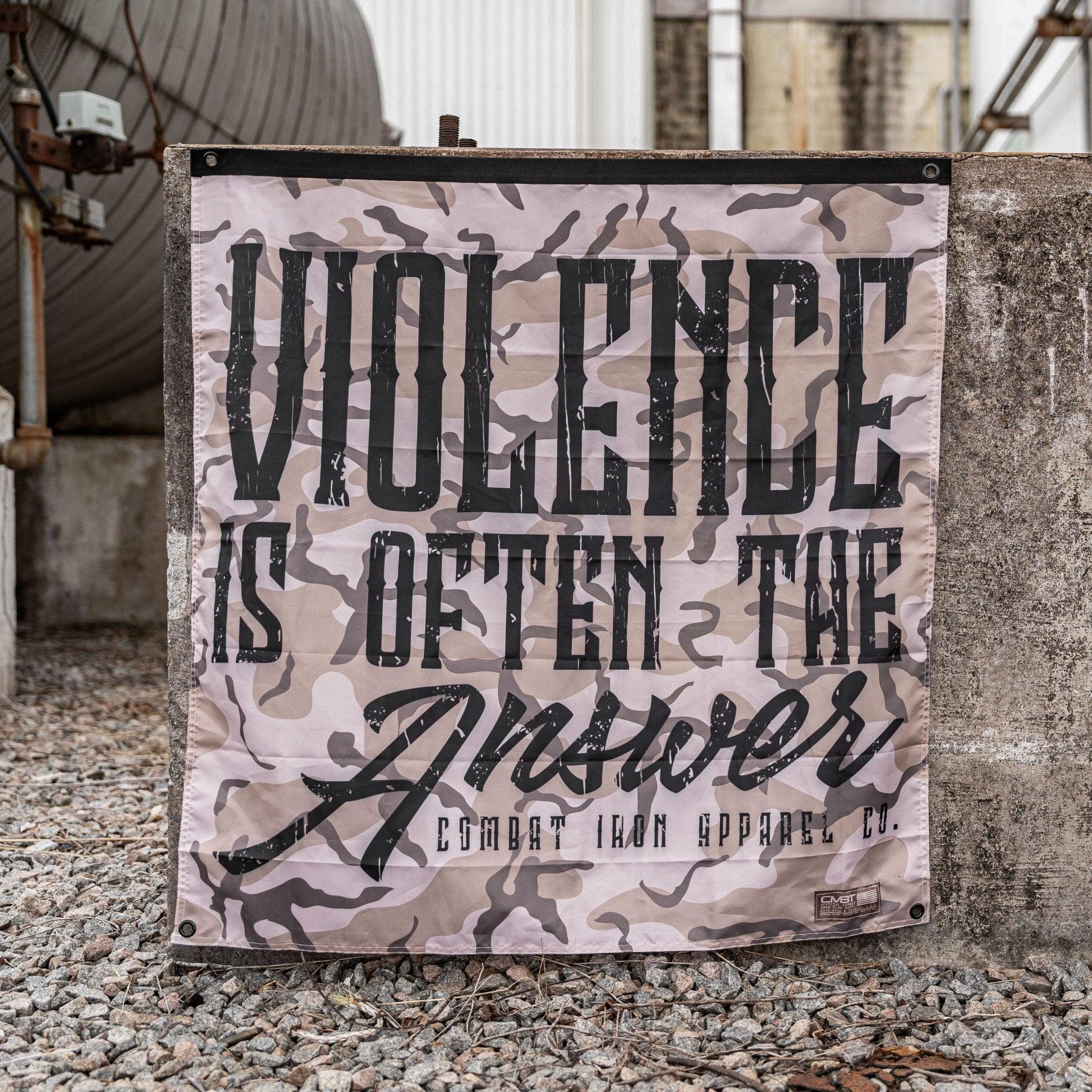 Violence Is Often The Answer 3'x3' Camo Flag - Combat Iron Apparel Co.