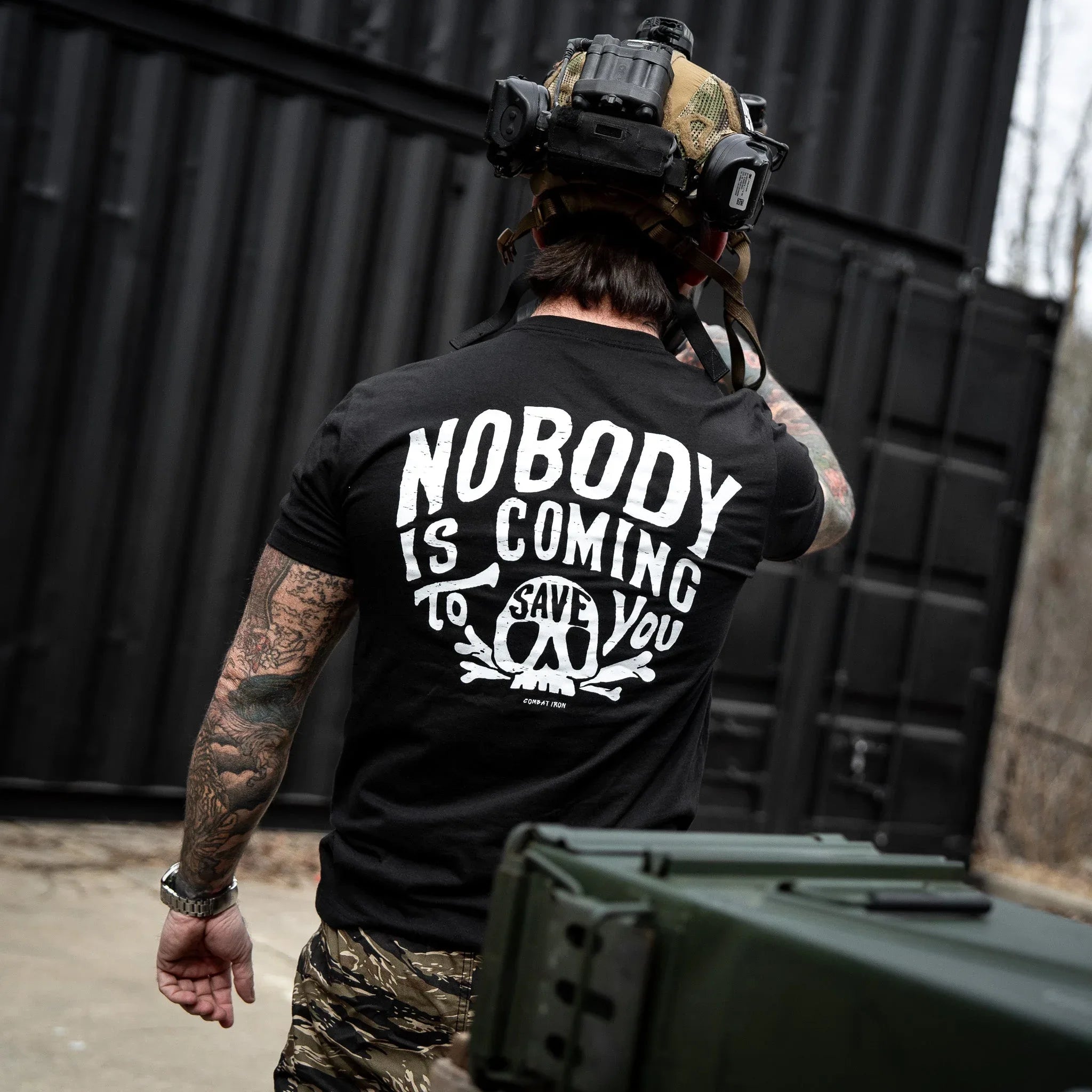 Nobody Is Coming To Save You Skull Men's T-Shirt - Combat Iron Apparel Co.