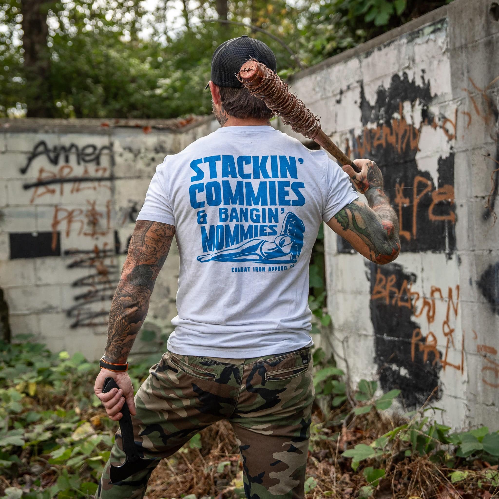 Stackin' Commies & Bangin' Mommies Men's T-Shirt - Combat Iron Apparel Co.