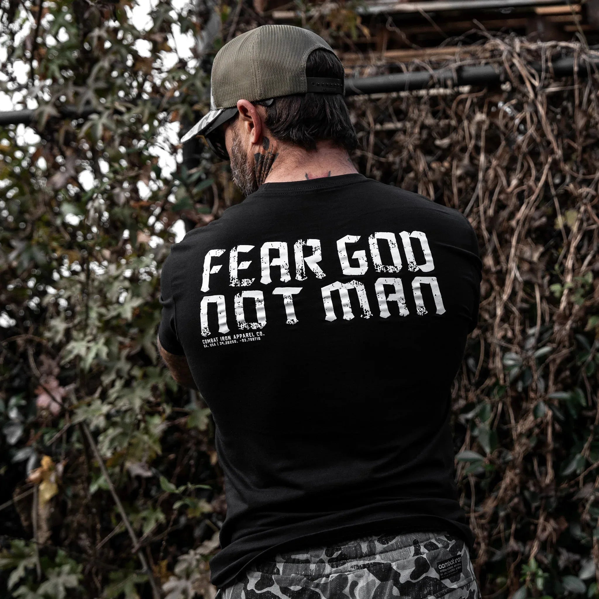 Fear God Not Man Men's T-Shirt - Combat Iron Apparel Co.