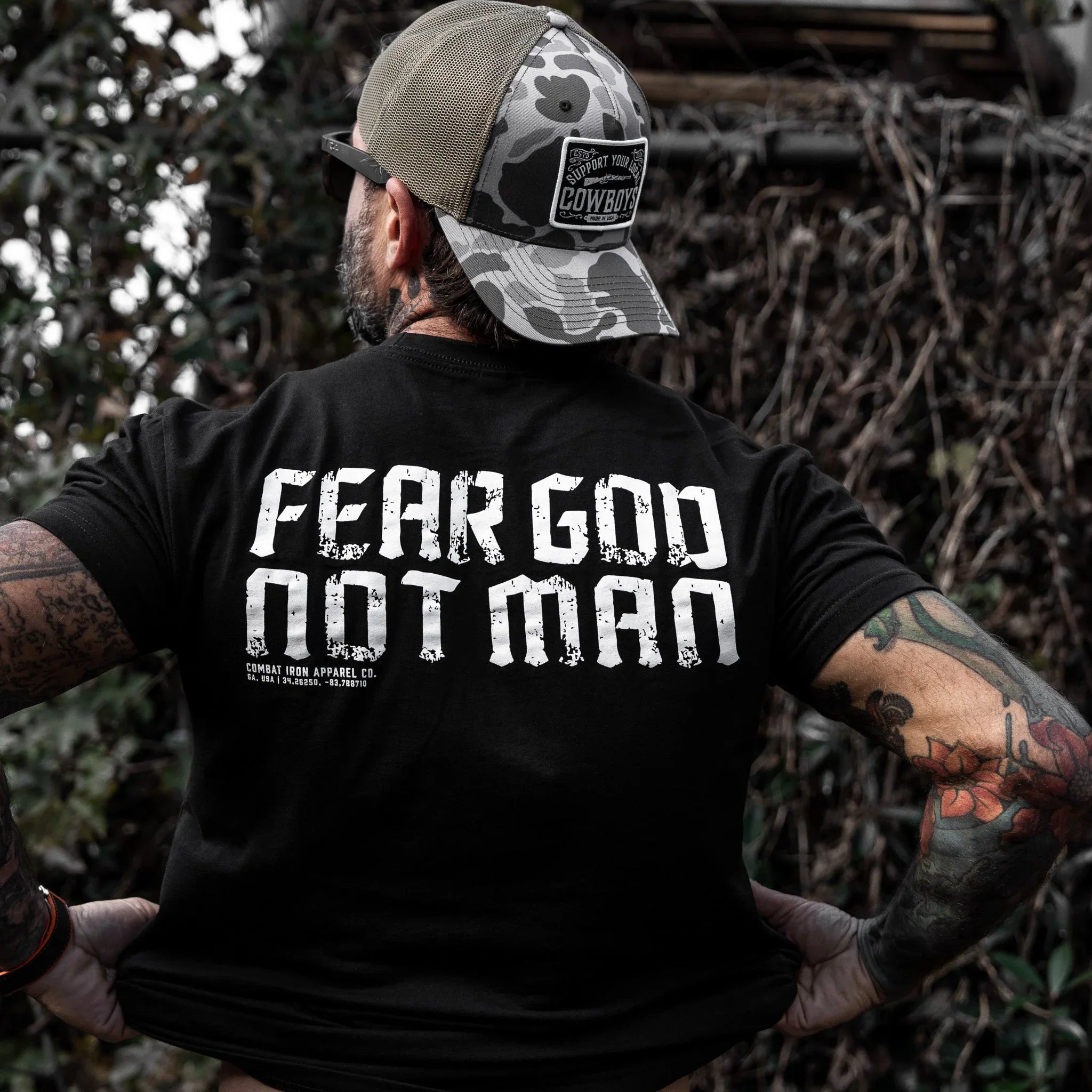 Fear God Not Man Men's T-Shirt - Combat Iron Apparel Co.