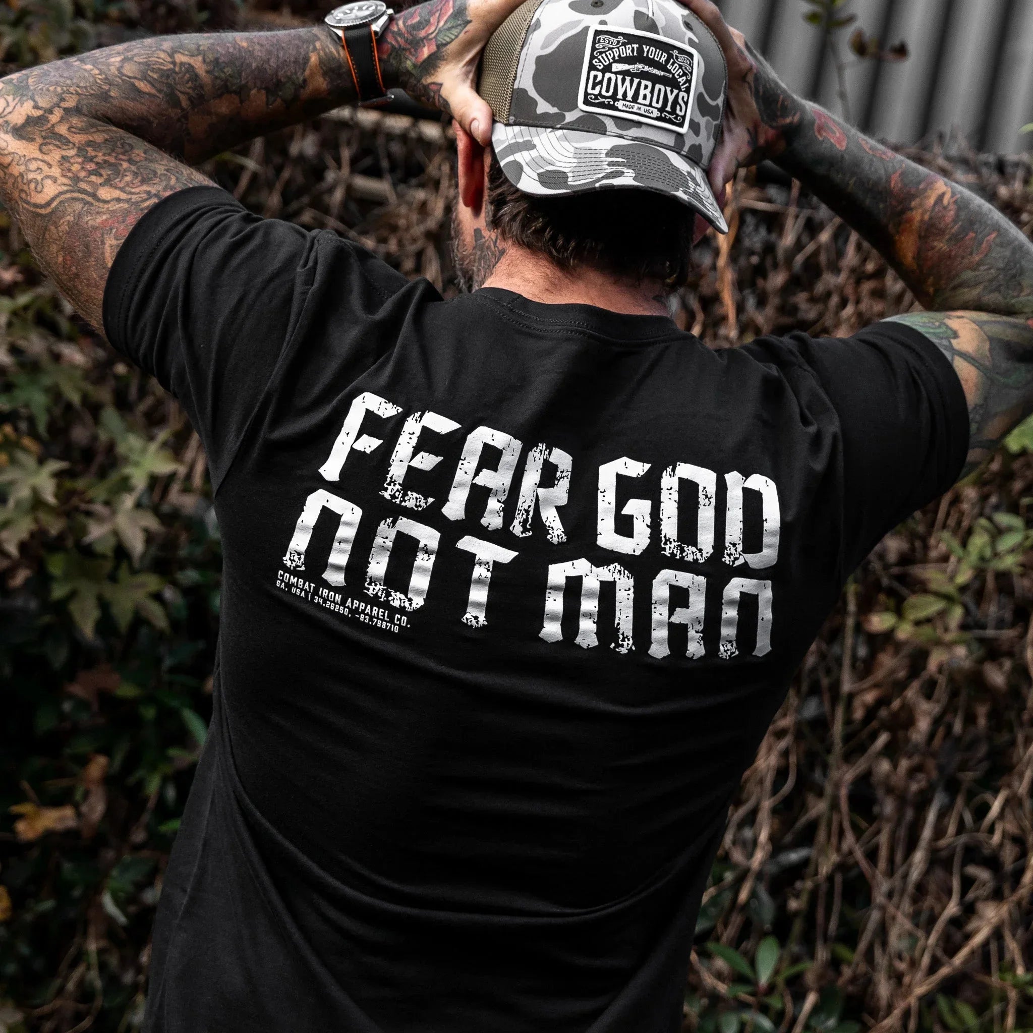 Fear God Not Man Men's T-Shirt - Combat Iron Apparel Co.