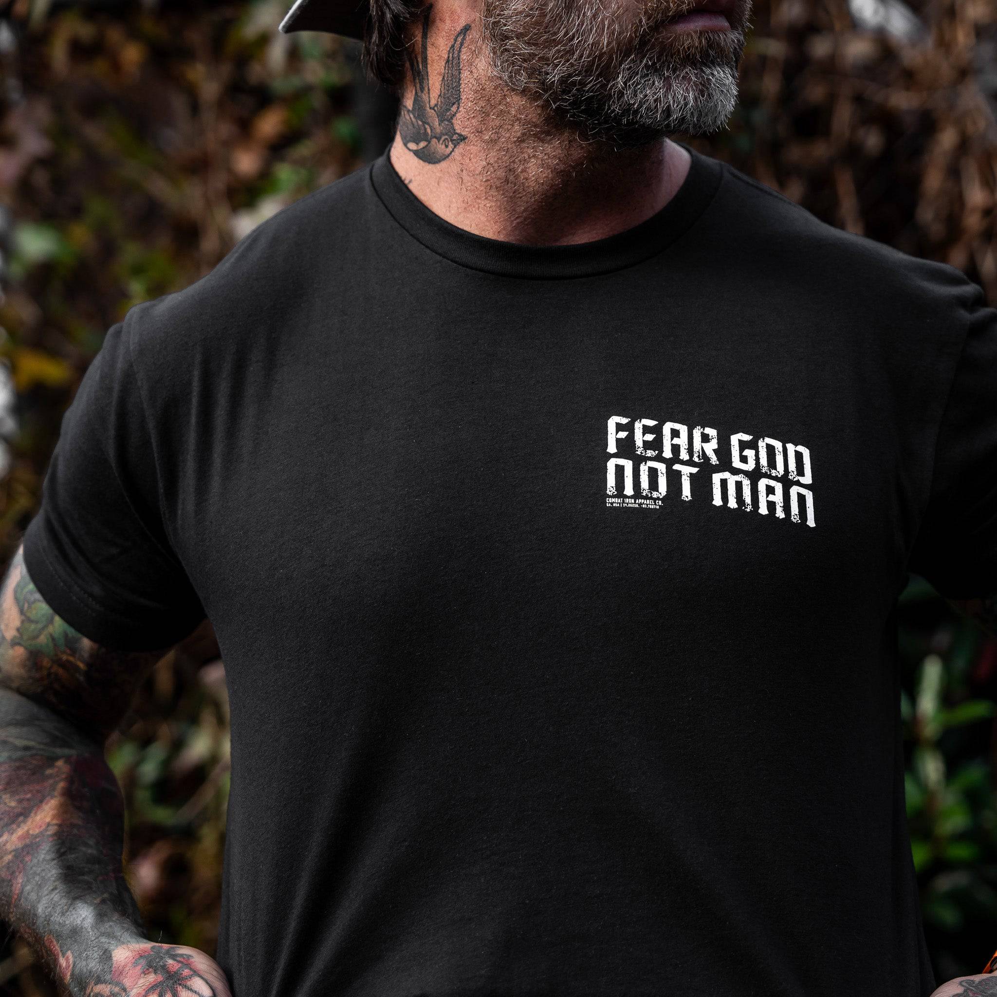 Fear God Not Man Men's T-Shirt - Combat Iron Apparel Co.