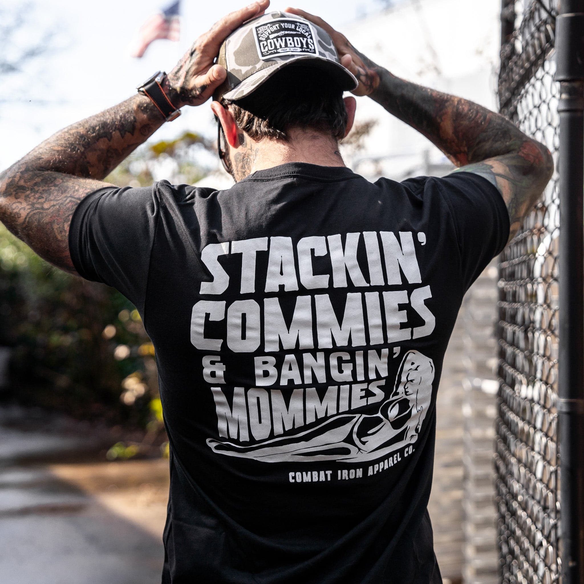 Stackin' Commies & Bangin' Mommies Men's T-Shirt - Combat Iron Apparel Co.