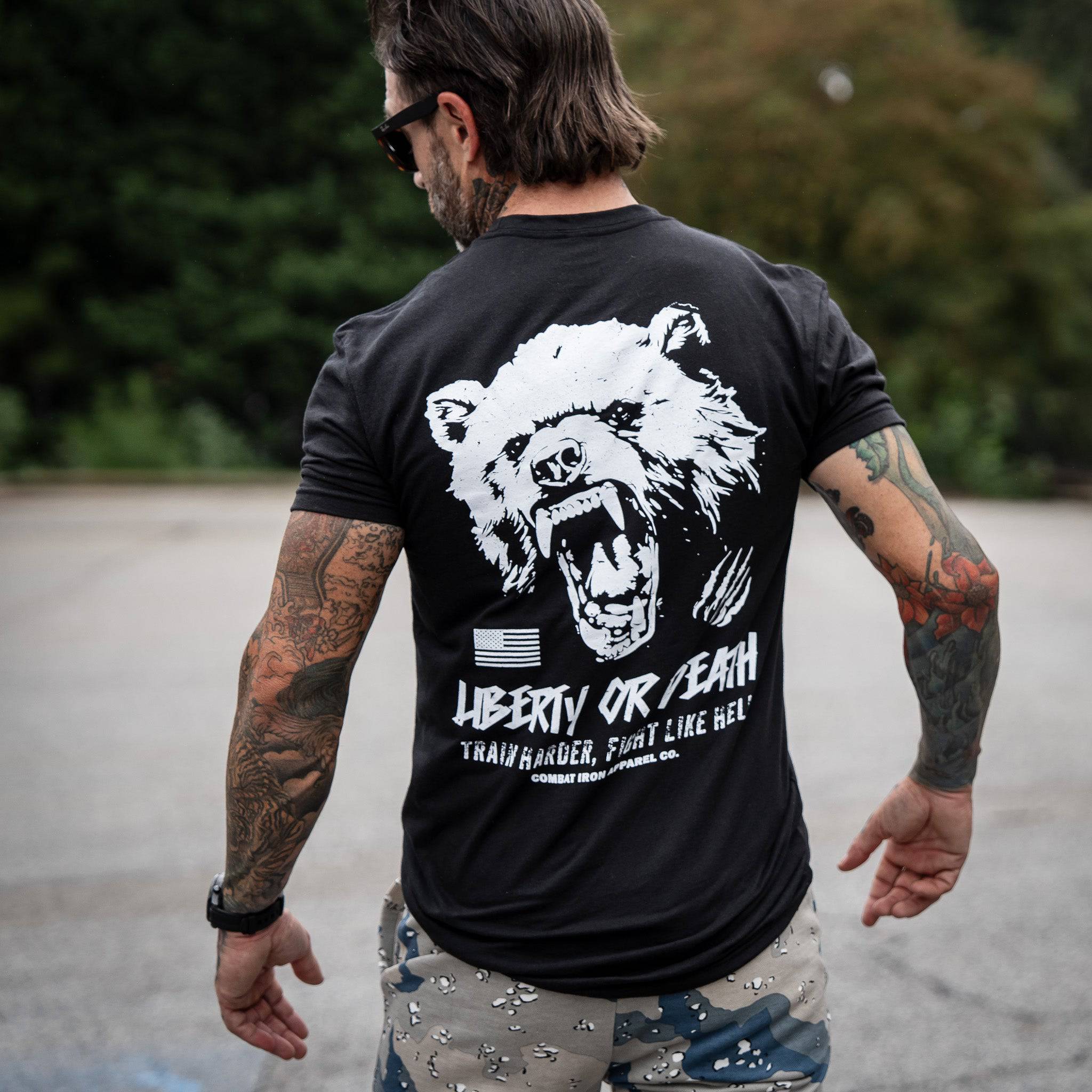 Liberty Or Death Fight Like Hell Men's T-Shirt - Combat Iron Apparel Co.