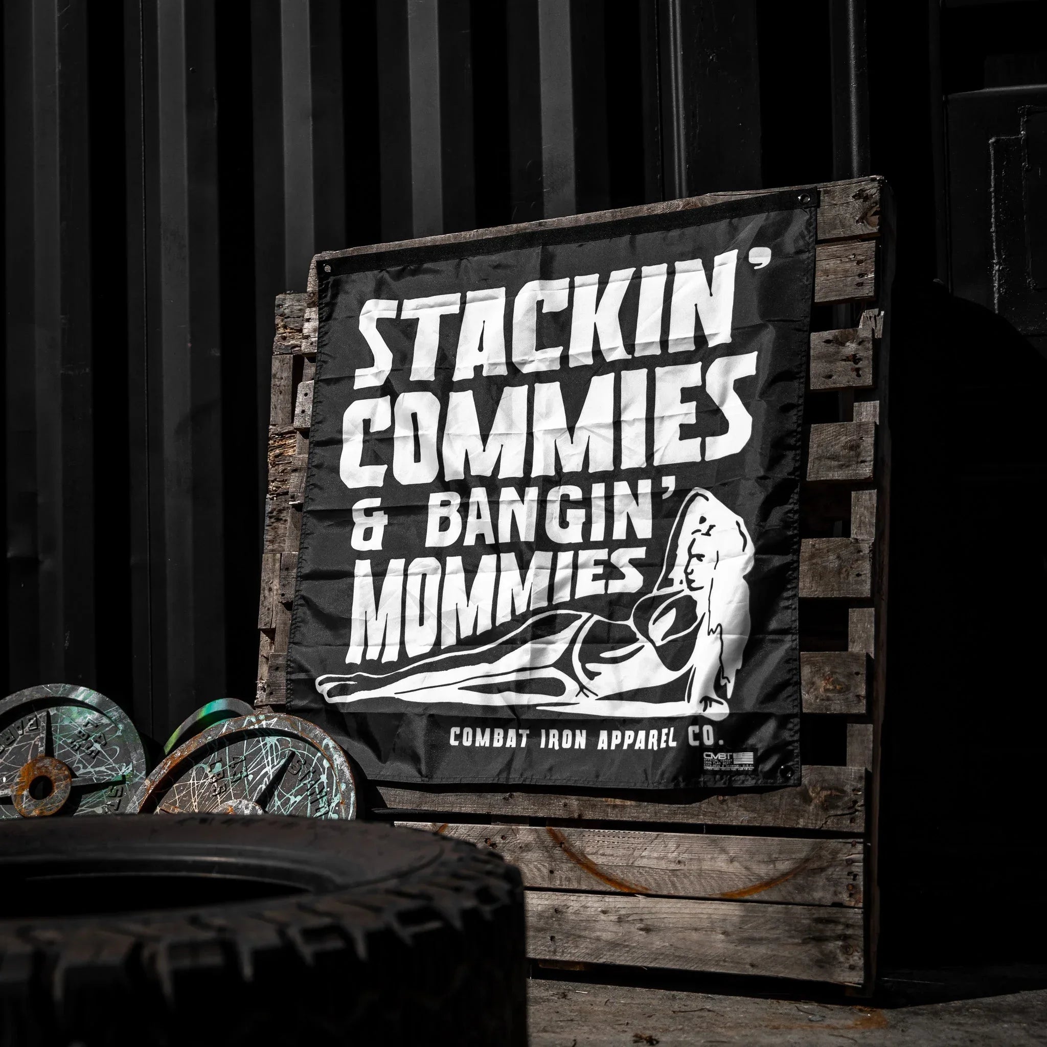 Stackin' Commies & Bangin' Mommies 3'x3' Flag - Combat Iron Apparel Co.