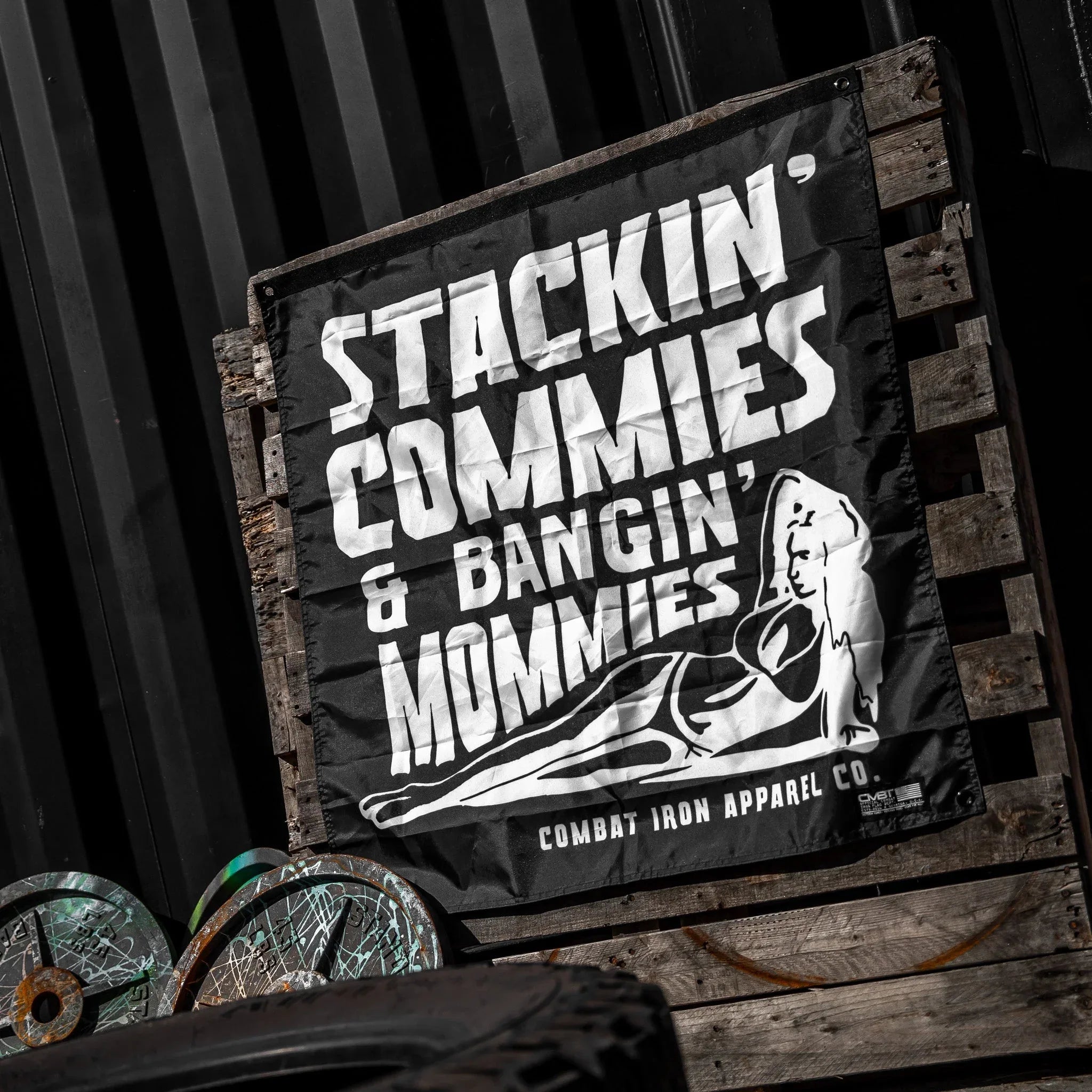 Stackin' Commies & Bangin' Mommies 3'x3' Flag - Combat Iron Apparel Co.