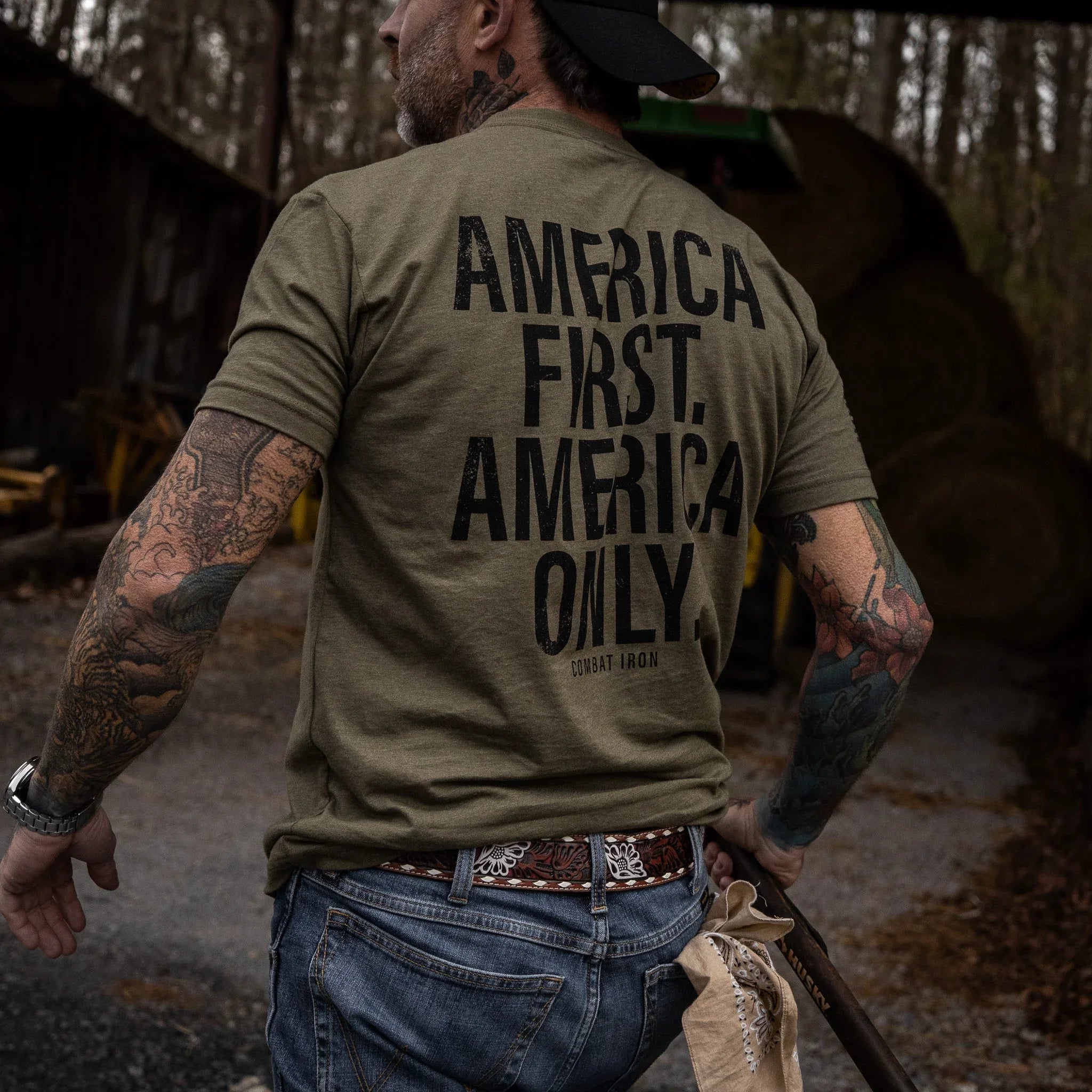 America First. American Only. Men's T-Shirt - Combat Iron Apparel Co.