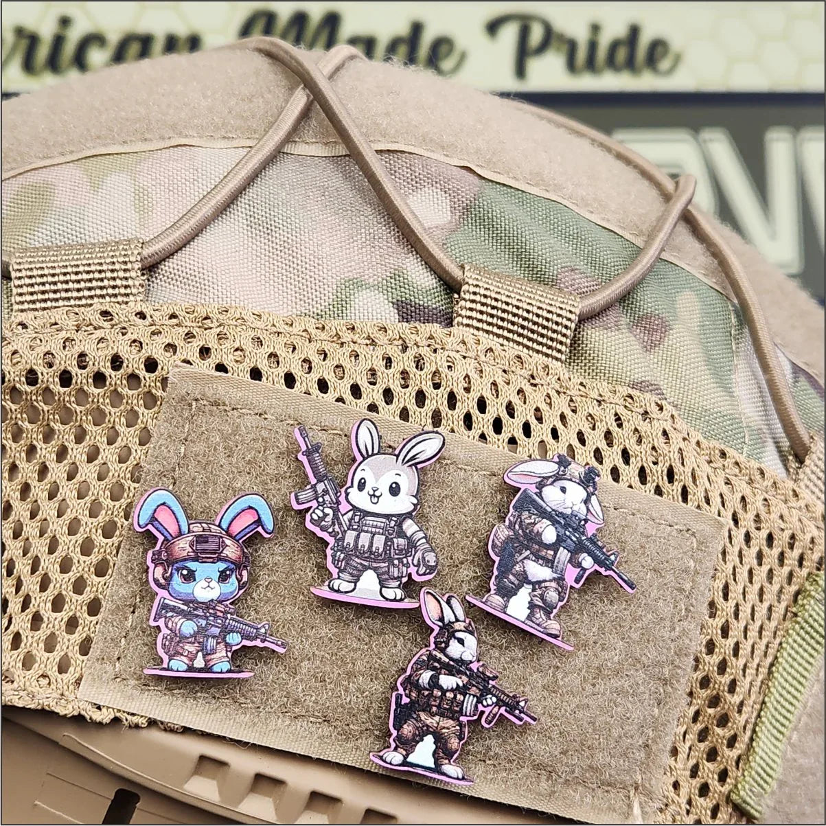 Tactical Easter Bunny Mini Morale Battle Bunnies Pack 1 - 4 piece tine patch pack