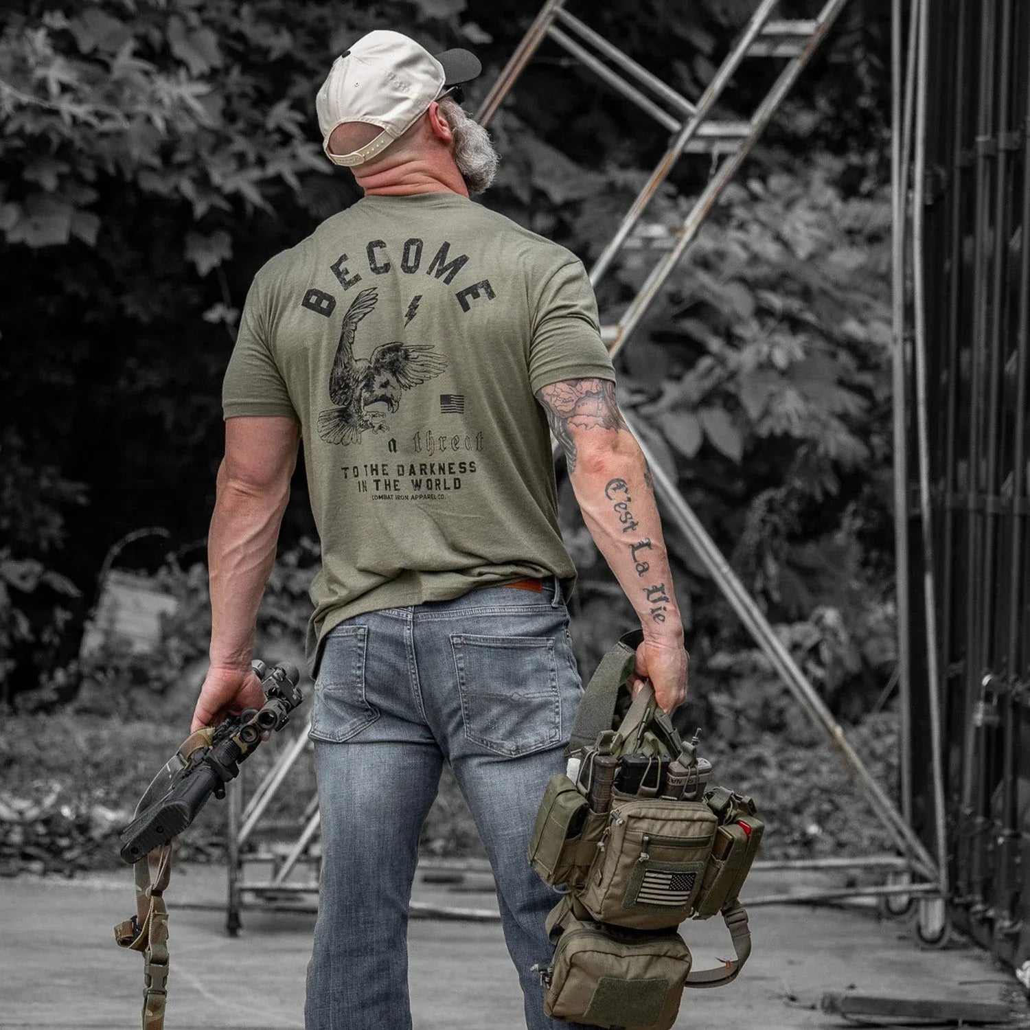 Become A Threat To The Darkness Men's T-Shirt - Combat Iron Apparel Co.
