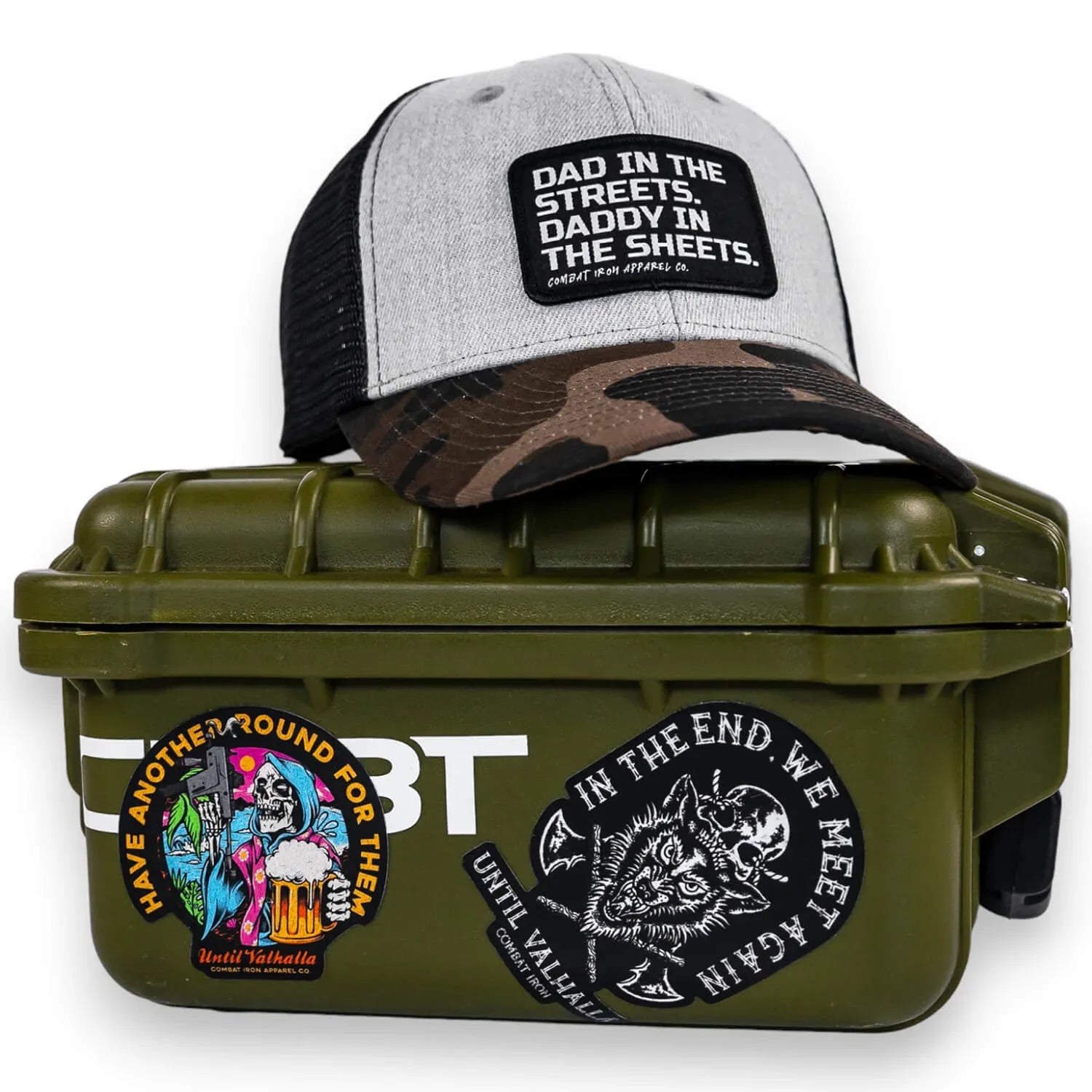 Dad In The Streets. Daddy In The Sheets. Black Patch Snapback Hat - Combat Iron Apparel Co.
