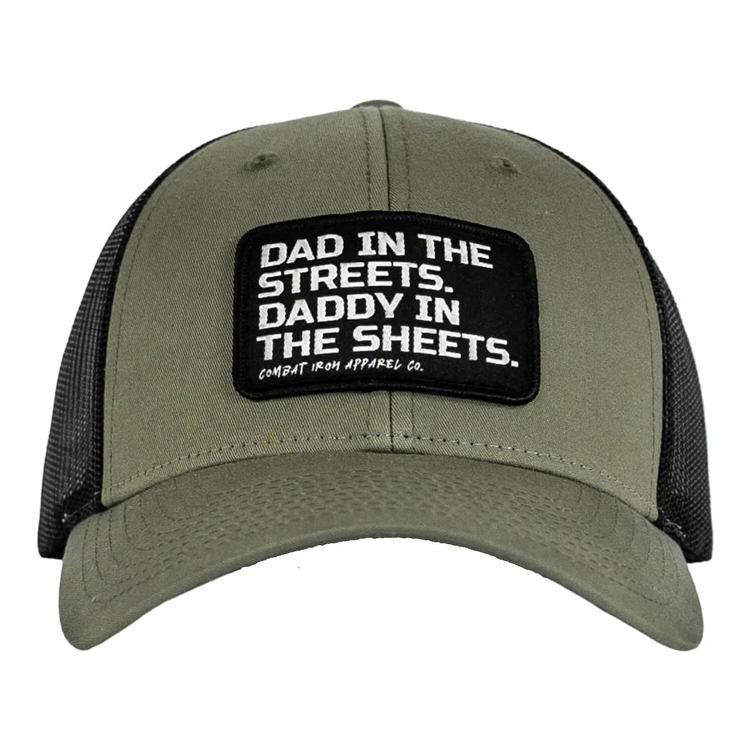 Dad In The Streets. Daddy In The Sheets. Black Patch Snapback Hat - Combat Iron Apparel Co.