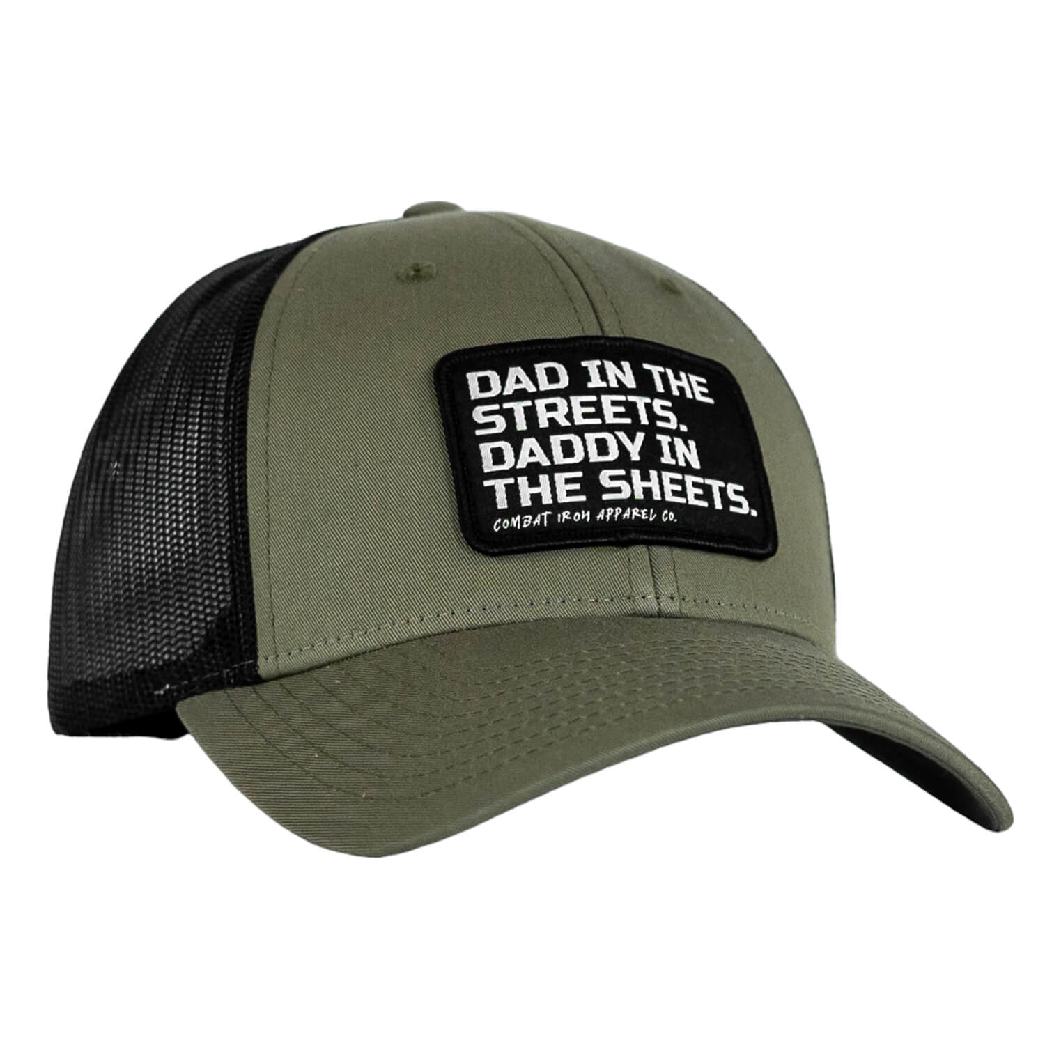 Dad In The Streets. Daddy In The Sheets. Black Patch Snapback Hat - Combat Iron Apparel Co.