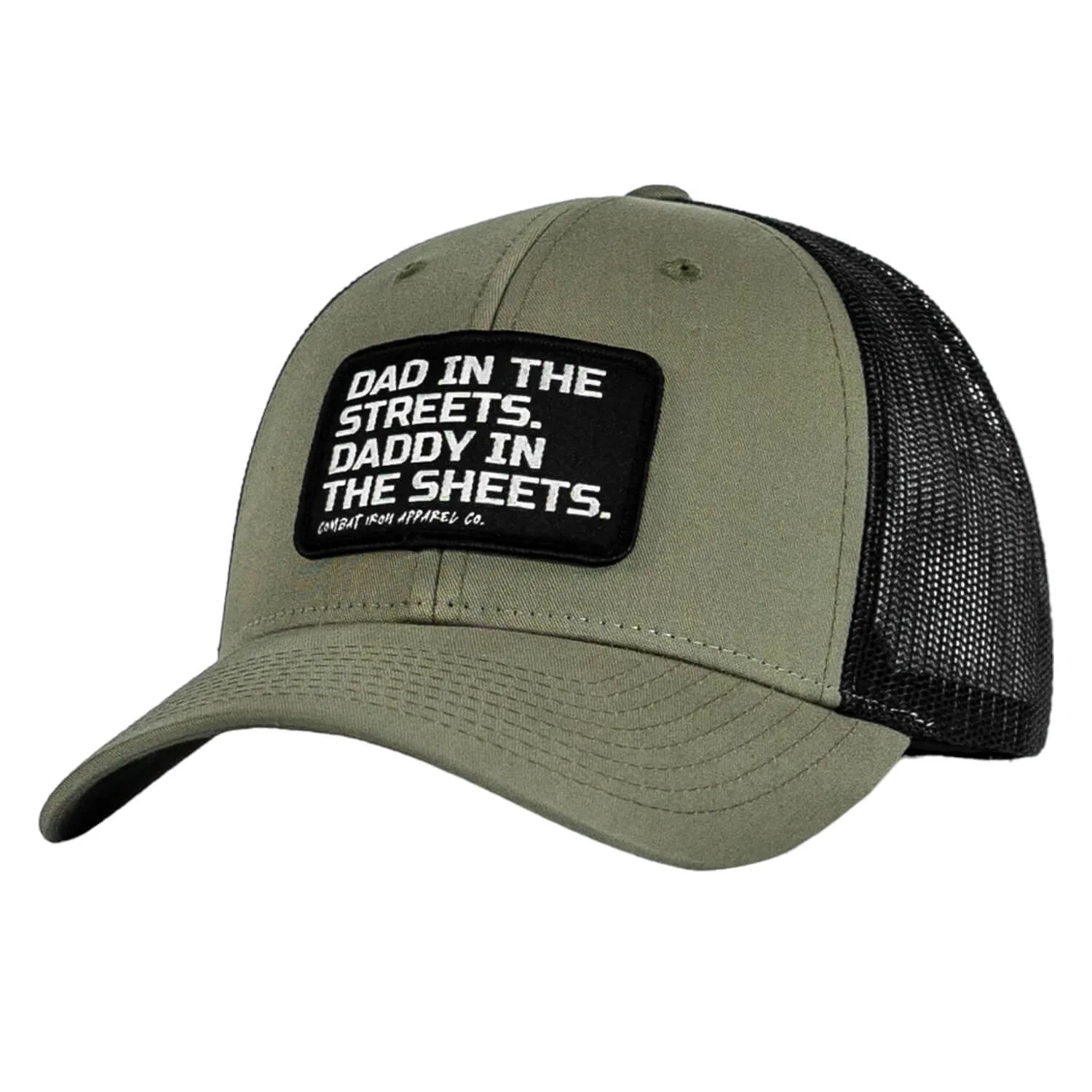 Dad In The Streets. Daddy In The Sheets. Black Patch Snapback Hat - Combat Iron Apparel Co.