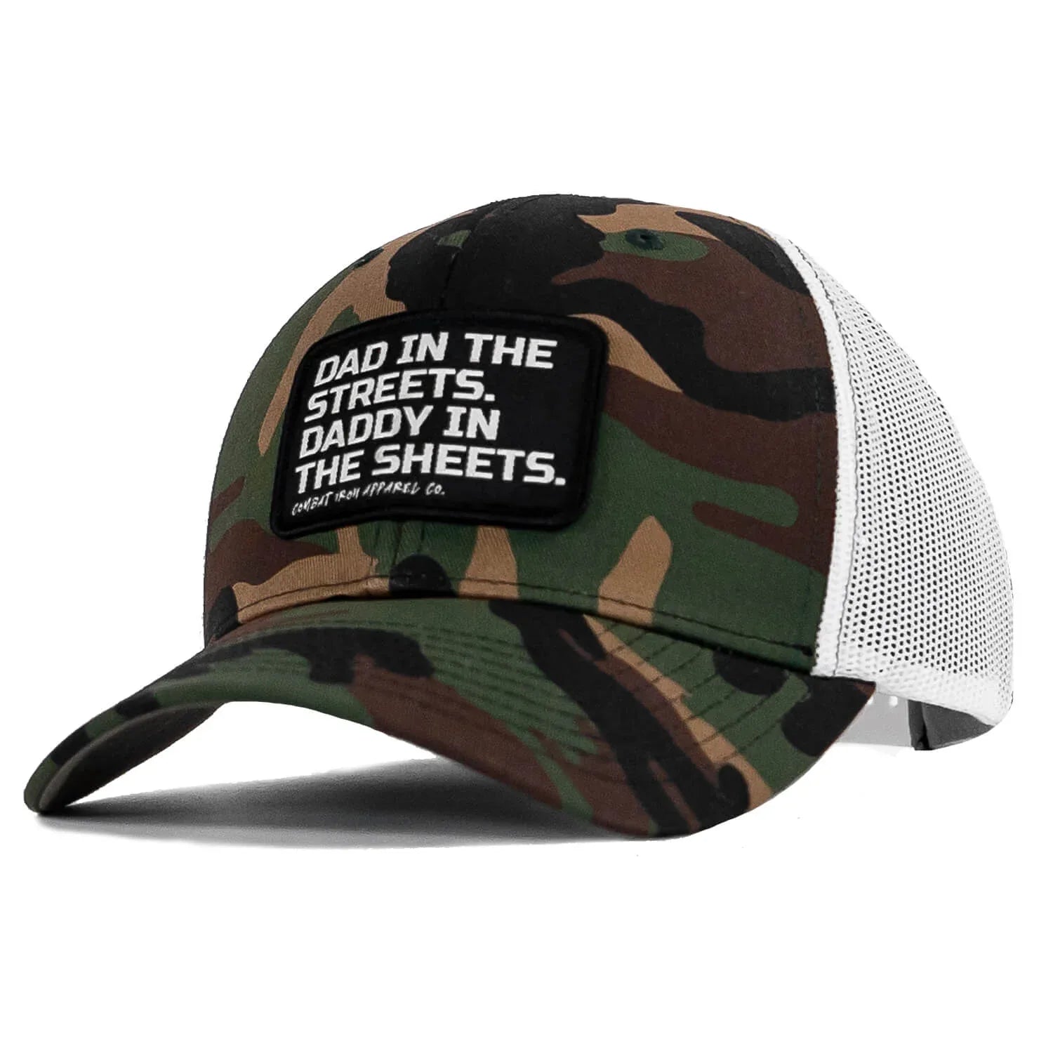 Dad In The Streets. Daddy In The Sheets. Black Patch Snapback Hat - Combat Iron Apparel Co.