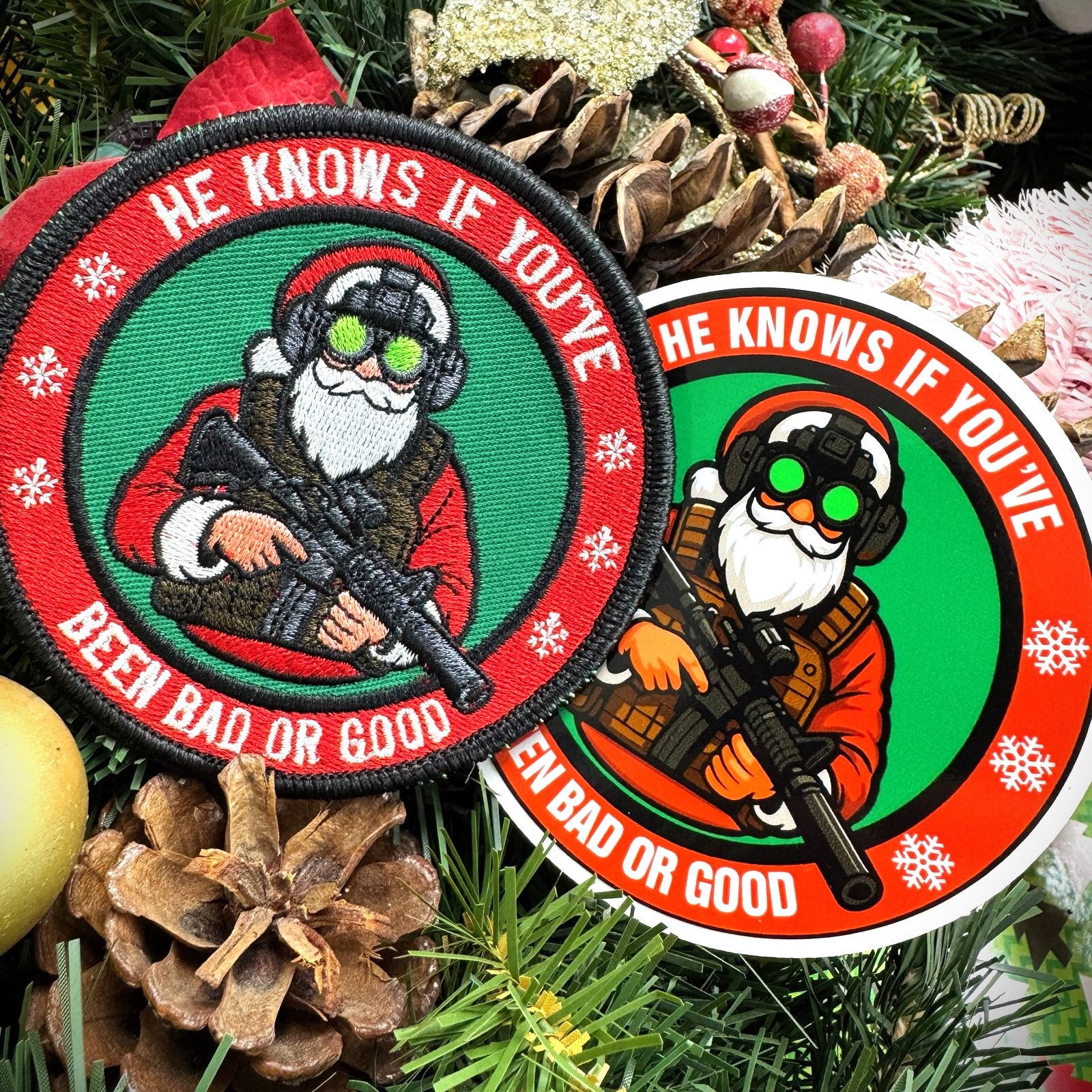 COMBO - POTM - December 2025 - He Knows If You've Been Bad Or Good - PATCH AND STICKER