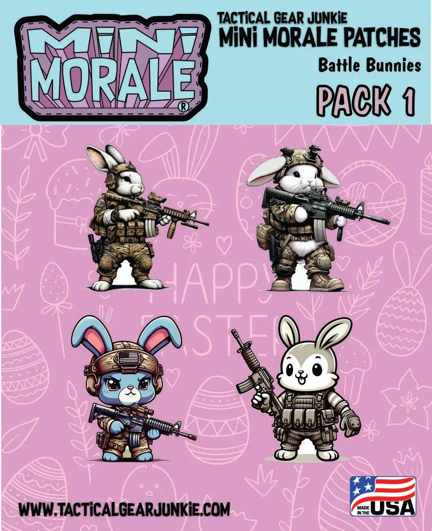 Tactical Easter Bunny Mini Morale Battle Bunnies Pack 1 - 4 piece tine patch pack