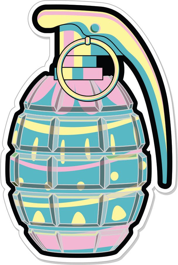 Sweet but Savage - Easter Egg Colored Grenade - 3" Sticker - Bad Bunny Collection