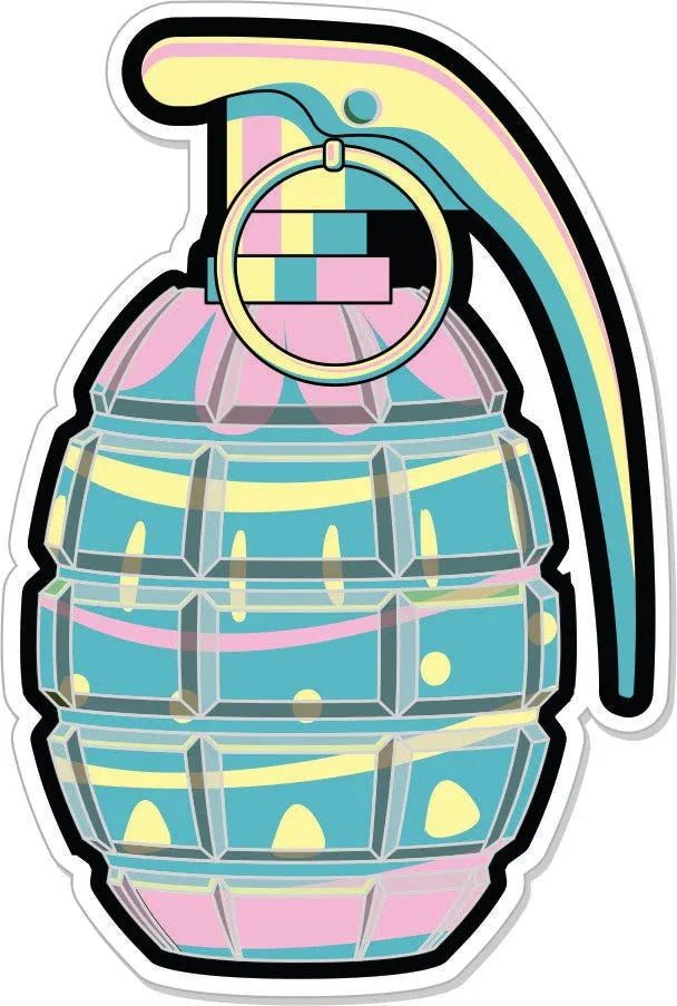 Sweet but Savage - Easter Egg Colored Grenade - 3" Sticker - Bad Bunny Collection