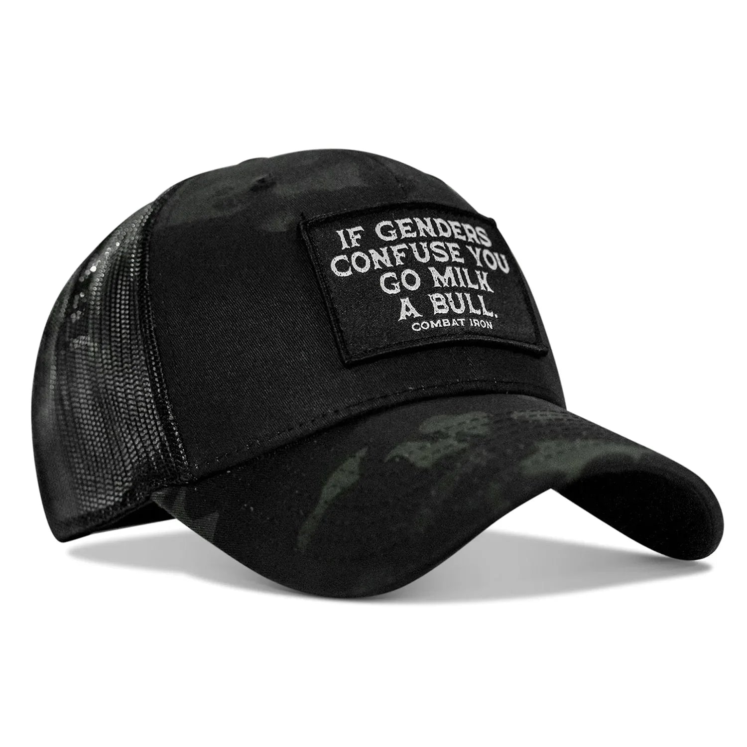 If Genders Confuse You, Go Milk A Bull Patch Snapback Hat - Combat Iron Apparel Co.