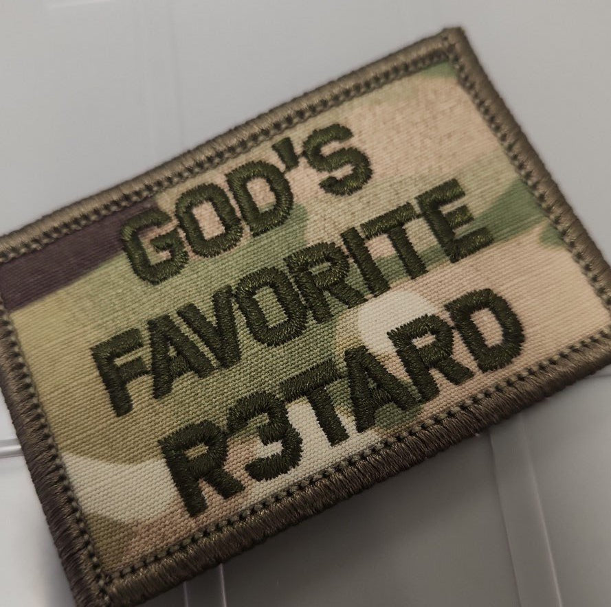 ASOS - God's Favorite R3tard - 2x3 Patch - Multicam w/Black