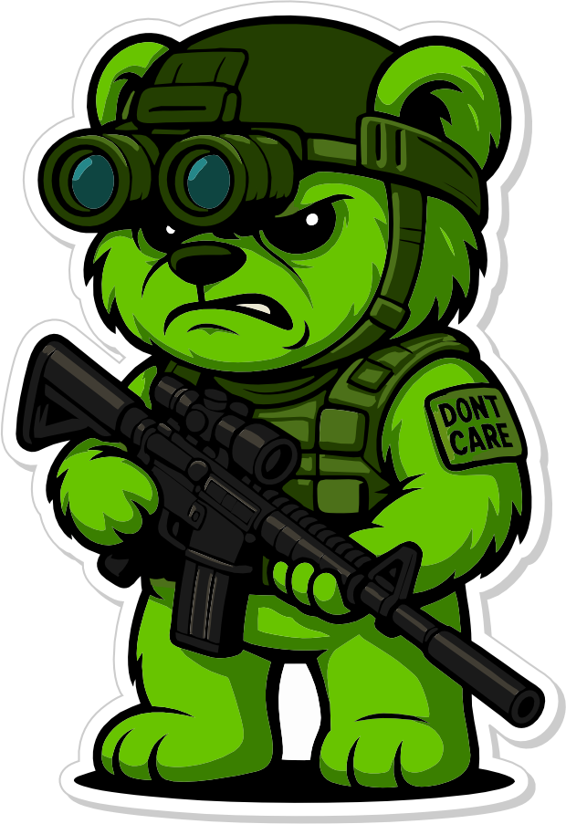 Night-Ops Bear - IDFC BEARS - 3.75" Sticker - Green