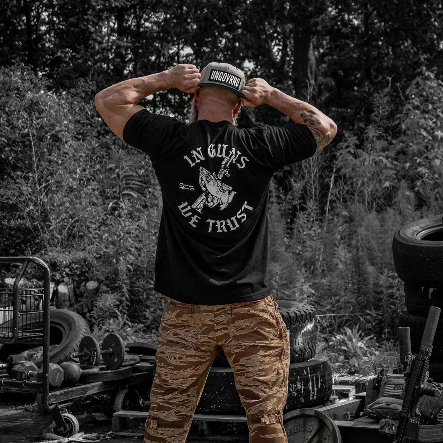In Guns We Trust Men's T-Shirt - Combat Iron Apparel Co.