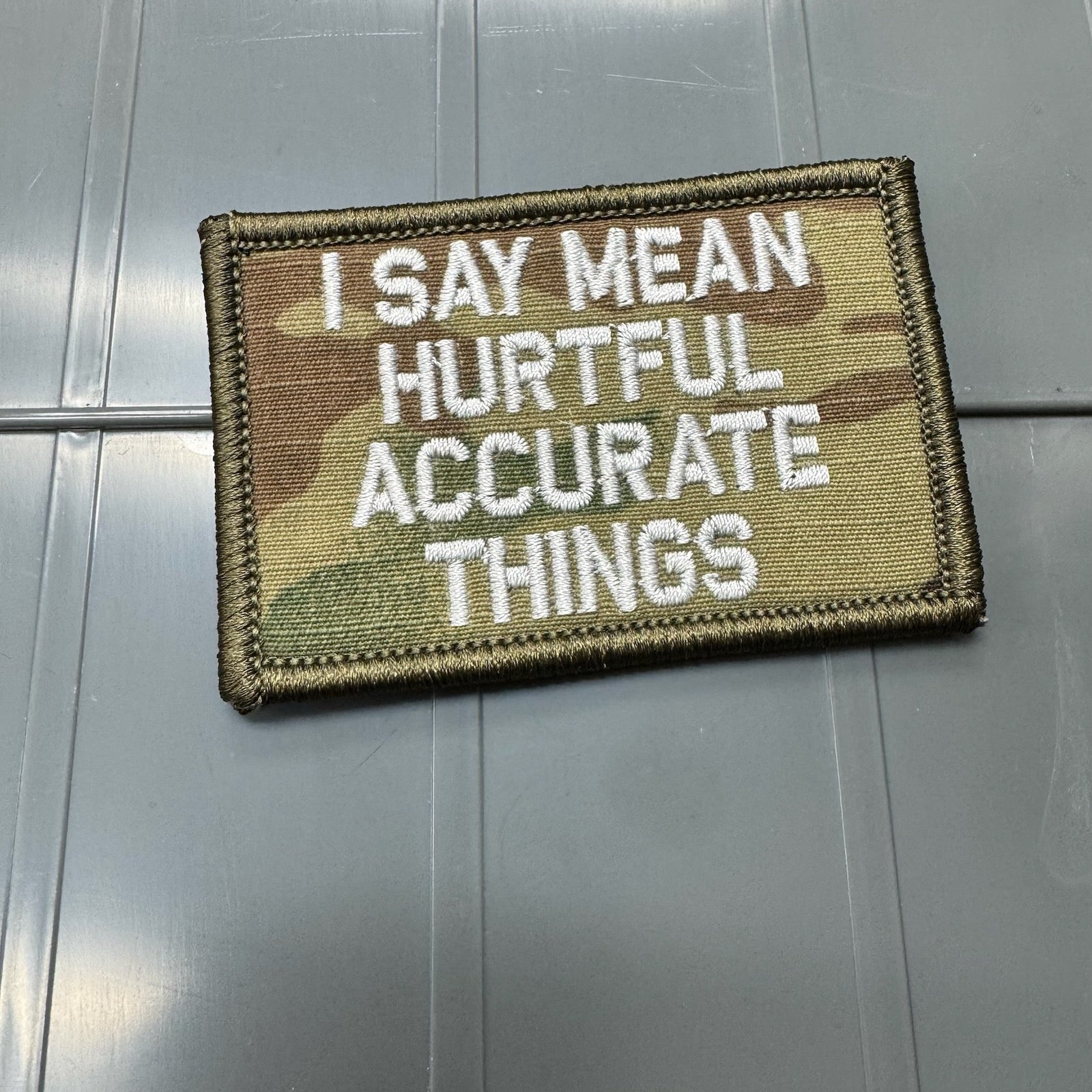 As Seen on Socials - I Say Mean Hurtful Accurate Things - 2x3 Patch - Multicam w/White