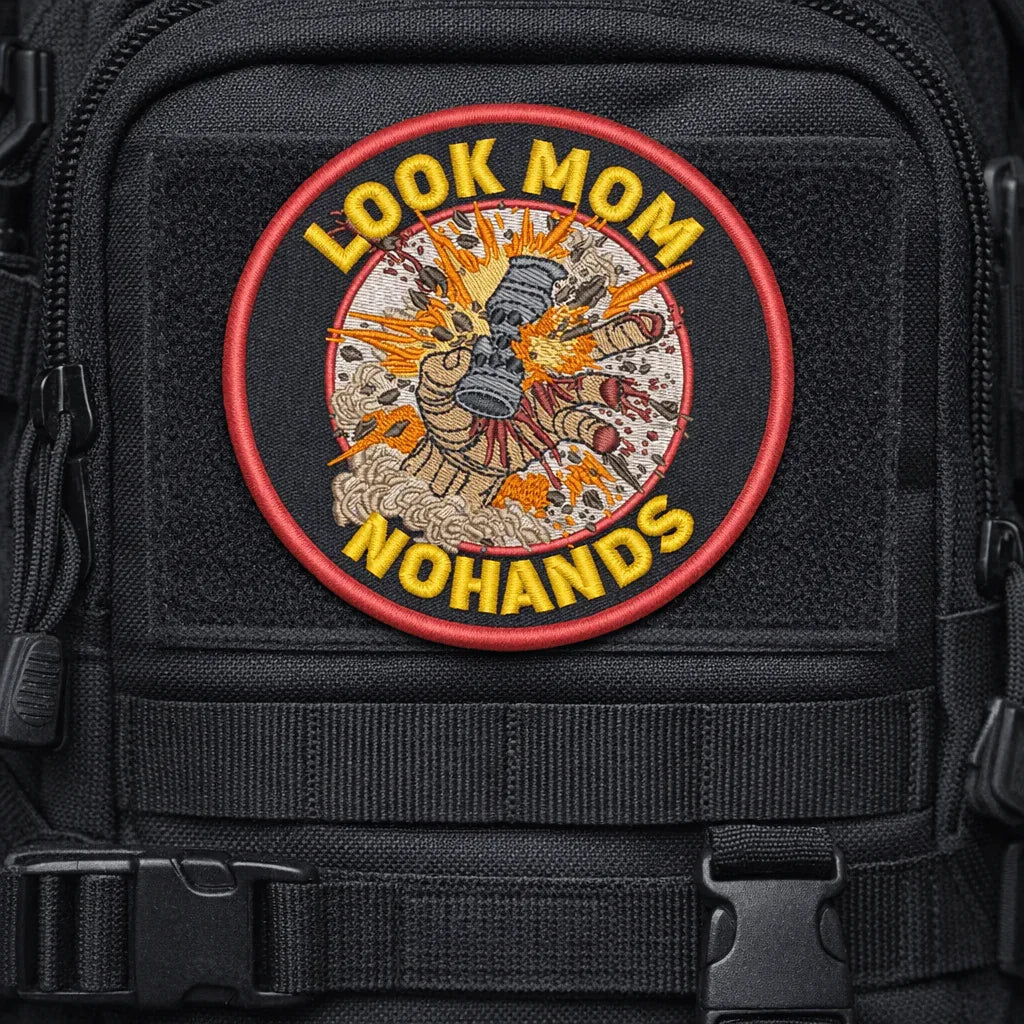 Look Mom - No Hands - 4" Embroidered Patch