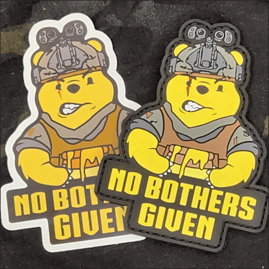 Tactical Gear Junkie Patches No Bothers Given Tactical Pooh Bear PVC Patch & Sticker Combo - Embrace The Honey Hunt