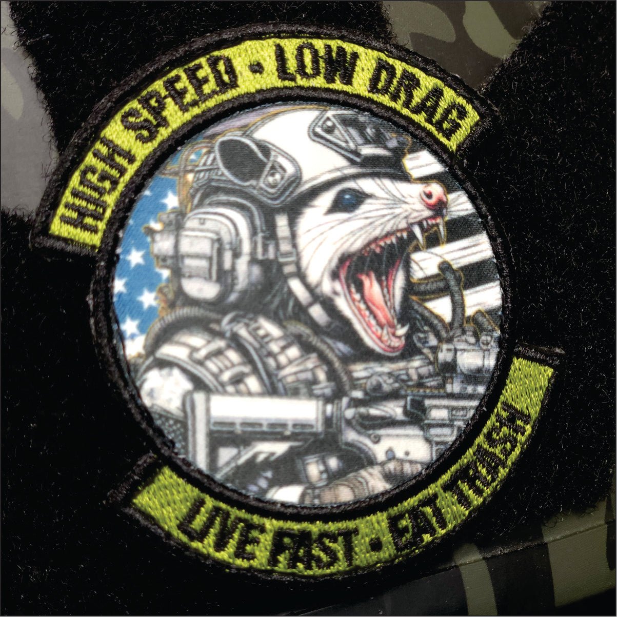 Tactical Possum Street Cat Collection - High Speed - Low Drag - Live Fast - Eat Trash - 3" Embroidered/Sublimated Patch