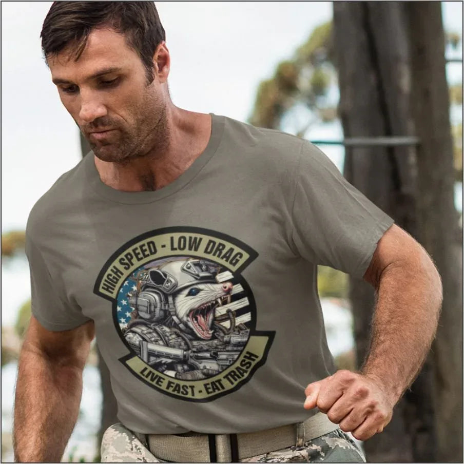 Tactical Possum Street Cat - High Speed - Low Drag - Live Fast - Eat Trash - Unisex - t-shirt