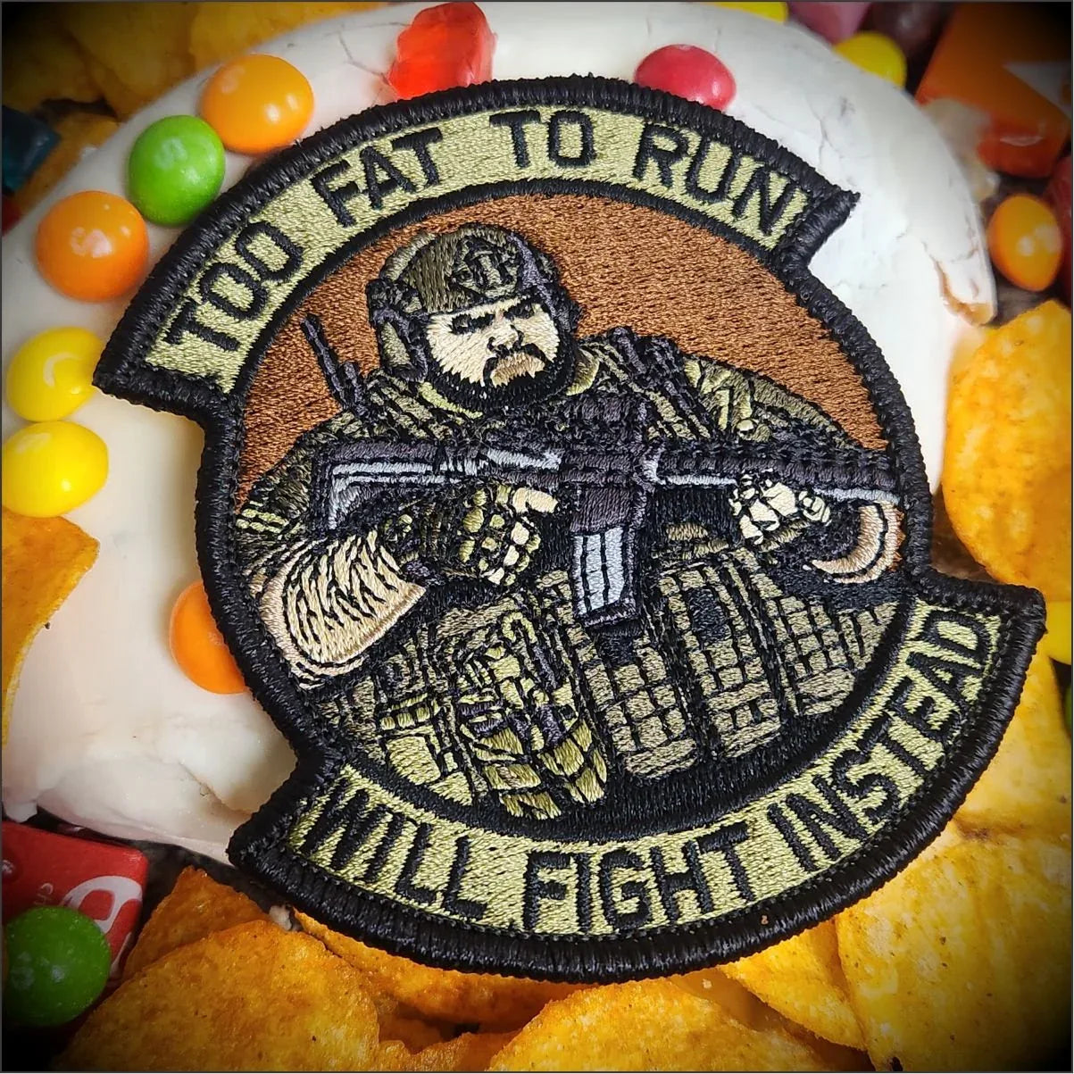 June 2024 POTM - 'Fat Father' - OCP Tactical "Too Fat to Run - Will Fight Instead" 4" Patch