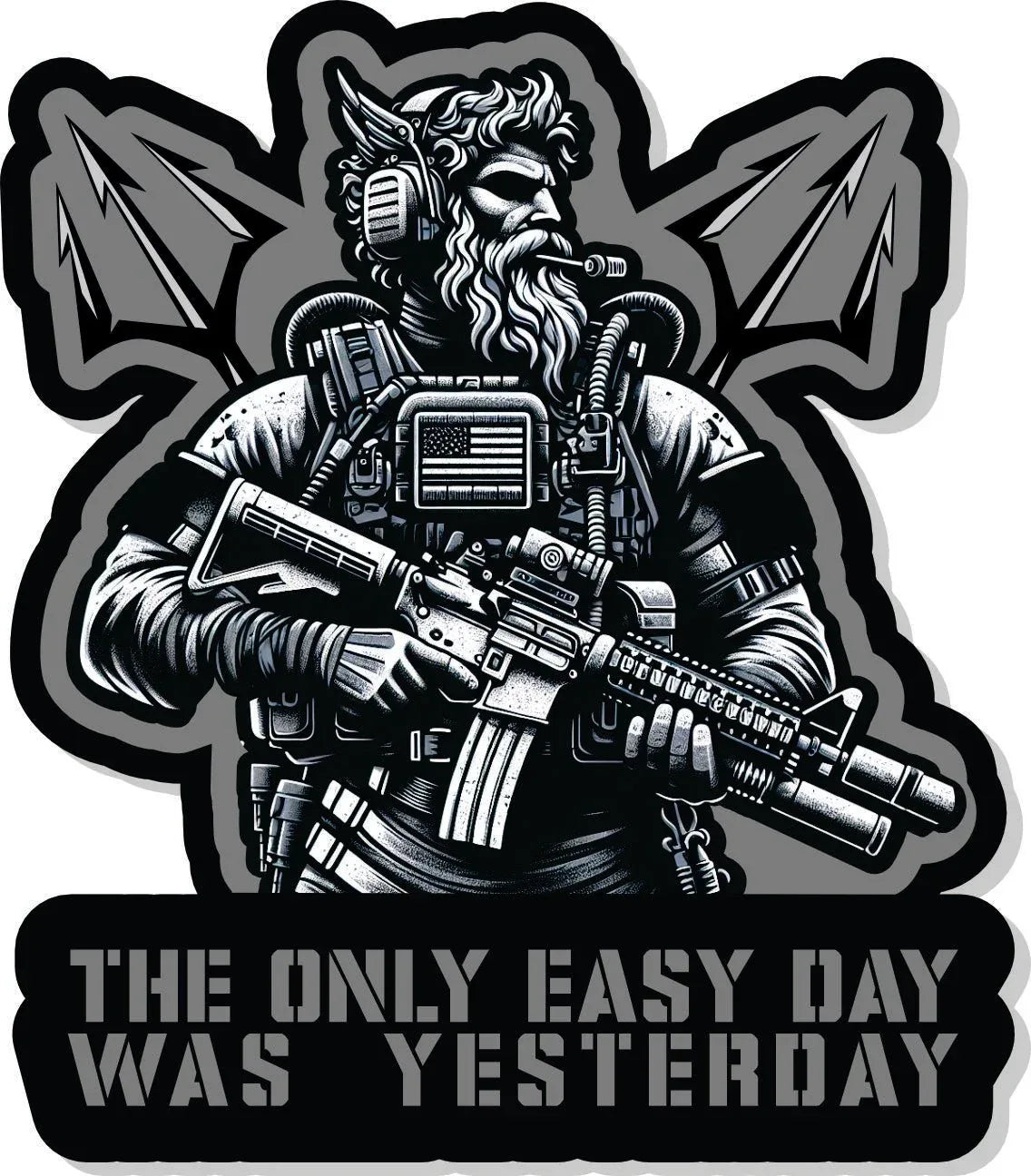 STICKER - Tactical Navy Seal Triton - The Only Easy Day Was Yesterday - 4" - Poseidon