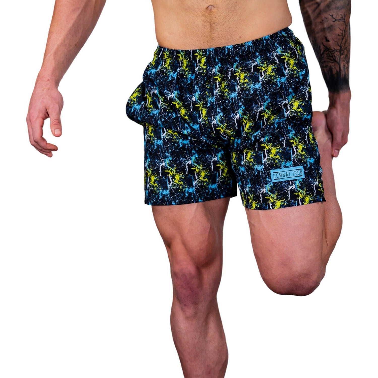 Men's Performance Training Shorts V3 | 5.5" Inseam | Neon Splatter - Combat Iron Apparel Co.
