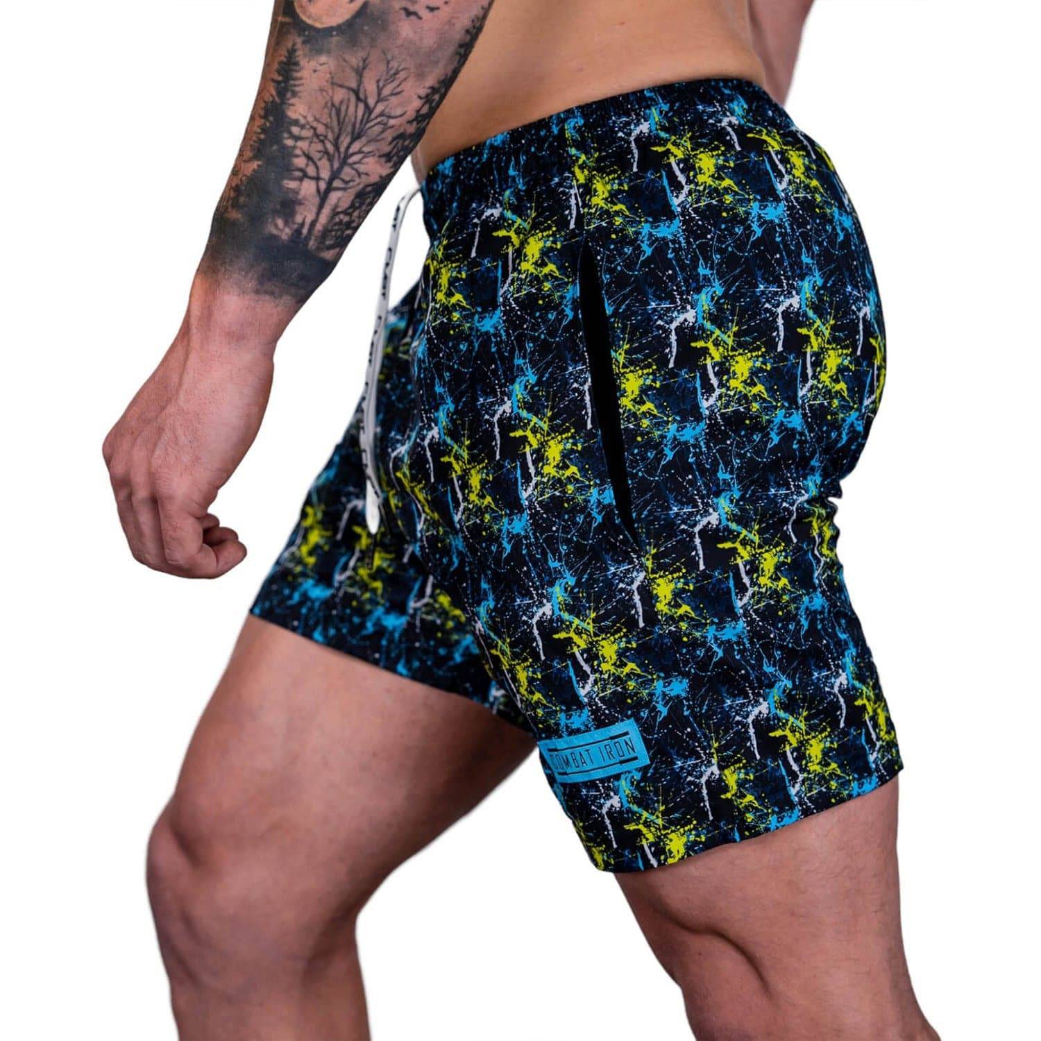 Men's Performance Training Shorts V3 | 5.5" Inseam | Neon Splatter - Combat Iron Apparel Co.