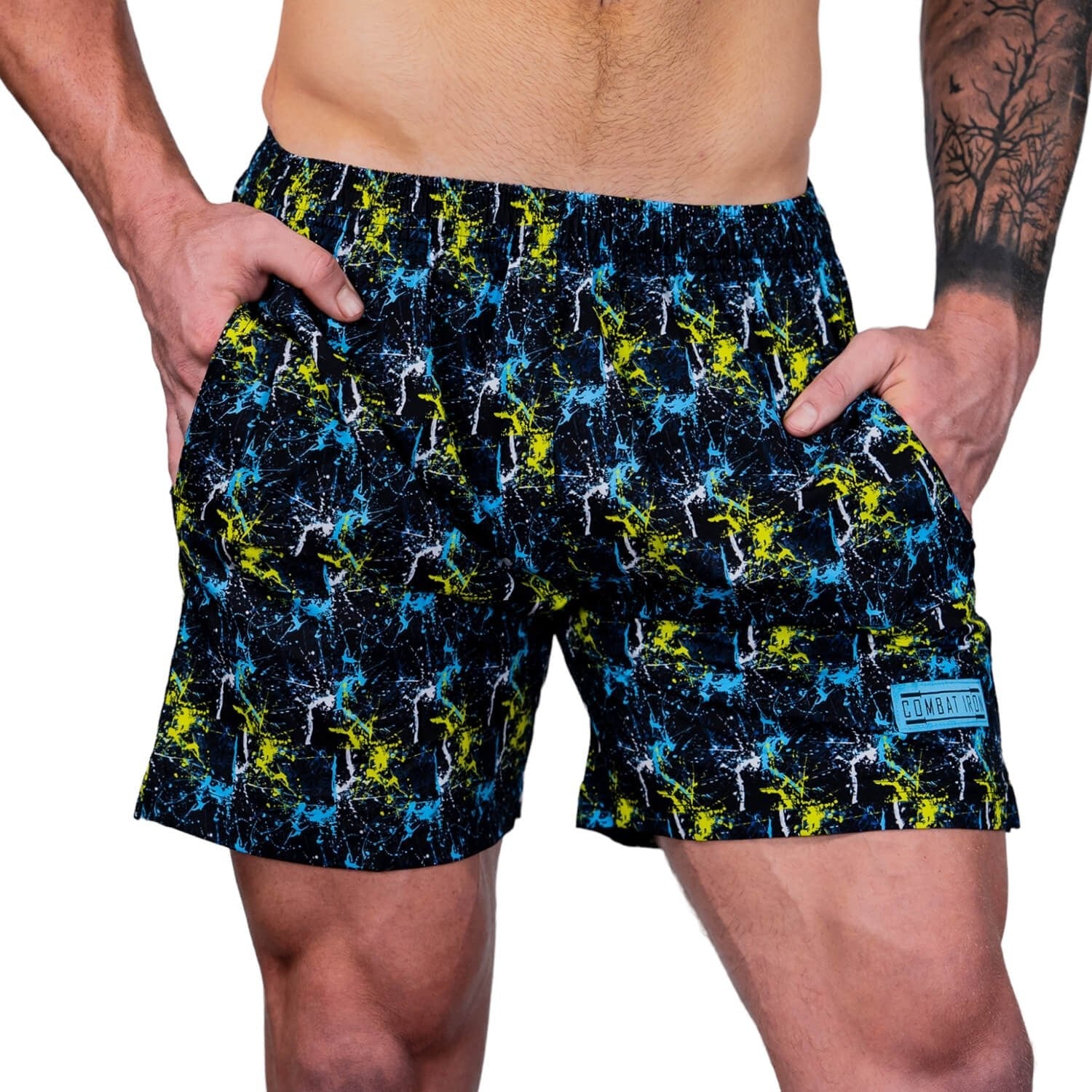 Men's Performance Training Shorts V3 | 5.5" Inseam | Neon Splatter - Combat Iron Apparel Co.