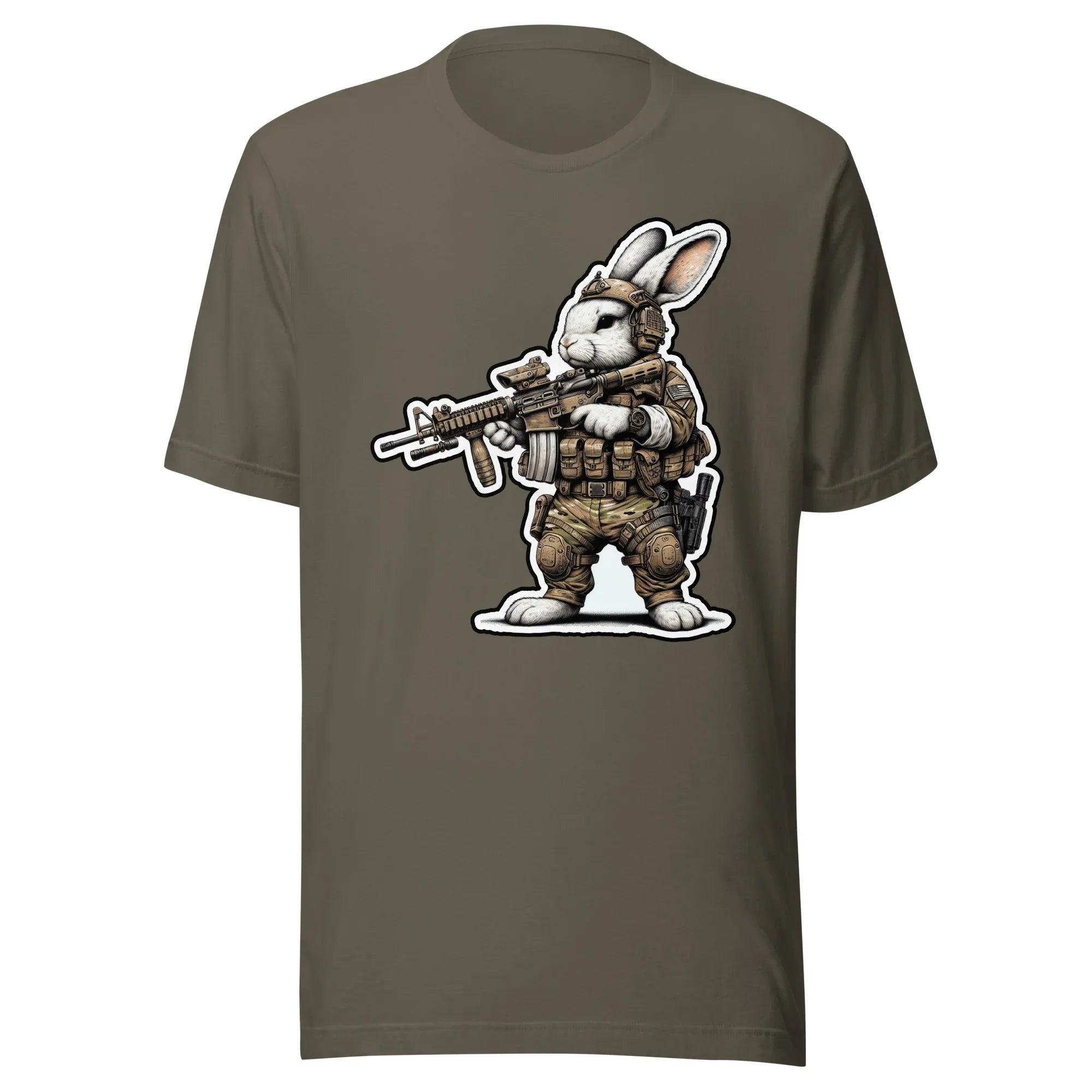 US Tactical Easter Bunny carrying AR15 in the ready Position - Mini Morale - Unisex T-Shirt Bad Bunny Collection