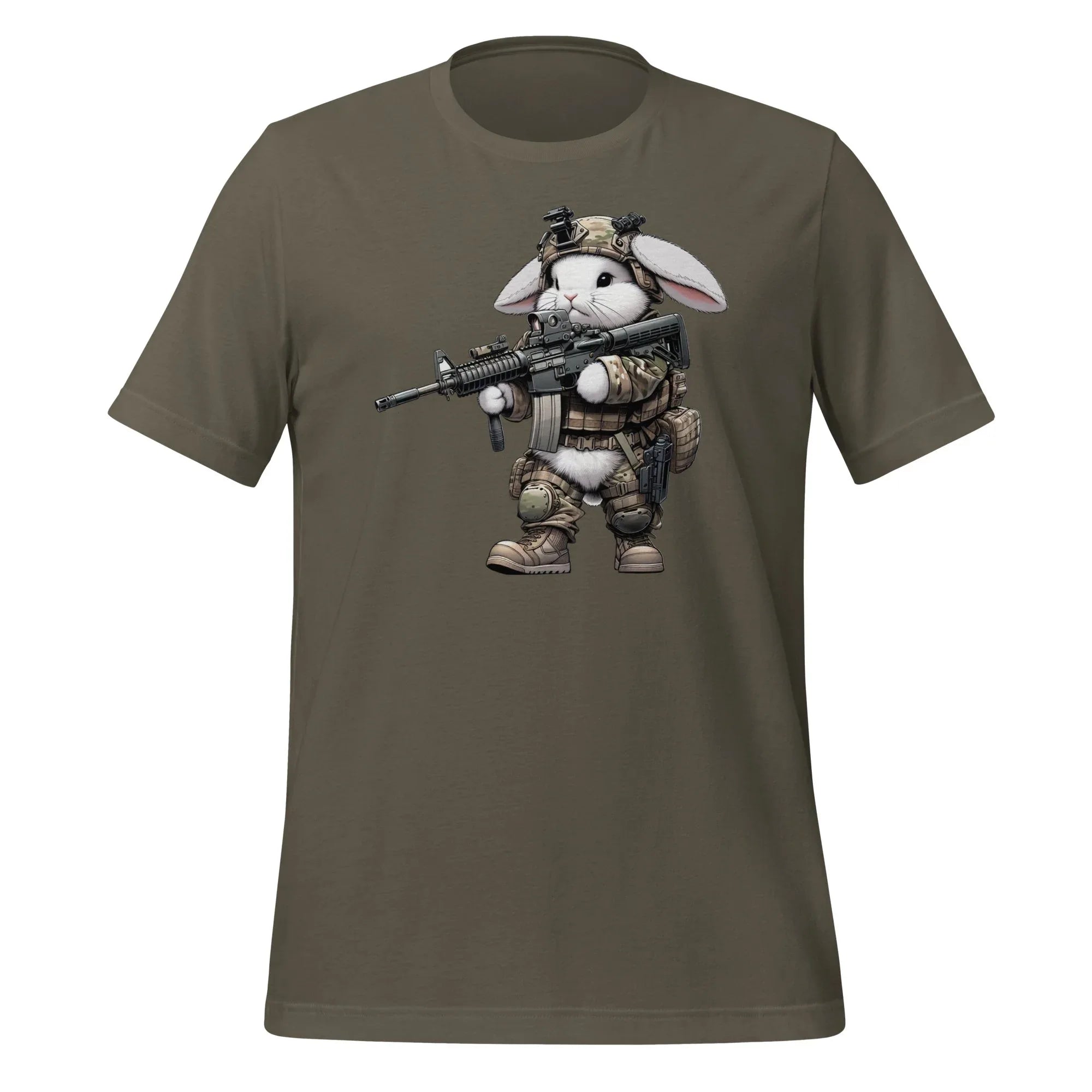 US Tactical Battle Bunny carrying AR15 in the ready Position - Mini Morale - Unisex T-Shirt Bad Bunny Collection