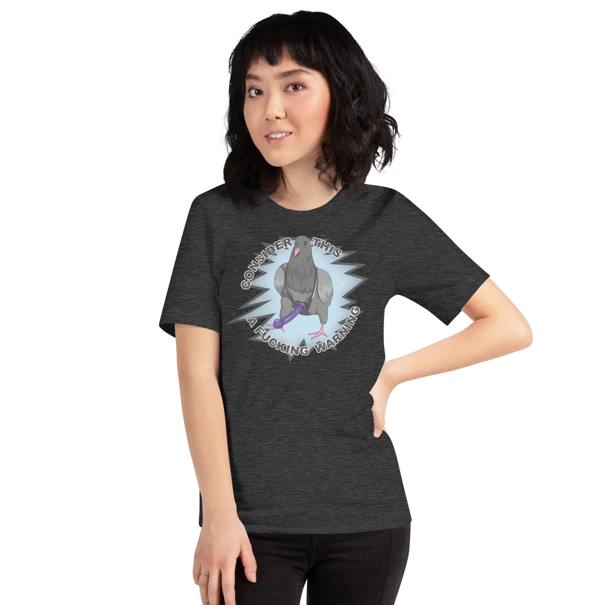 Tactical Gear Junkie Dark Grey Heather / XS Consider this a warning pigeon Unisex t-shirt